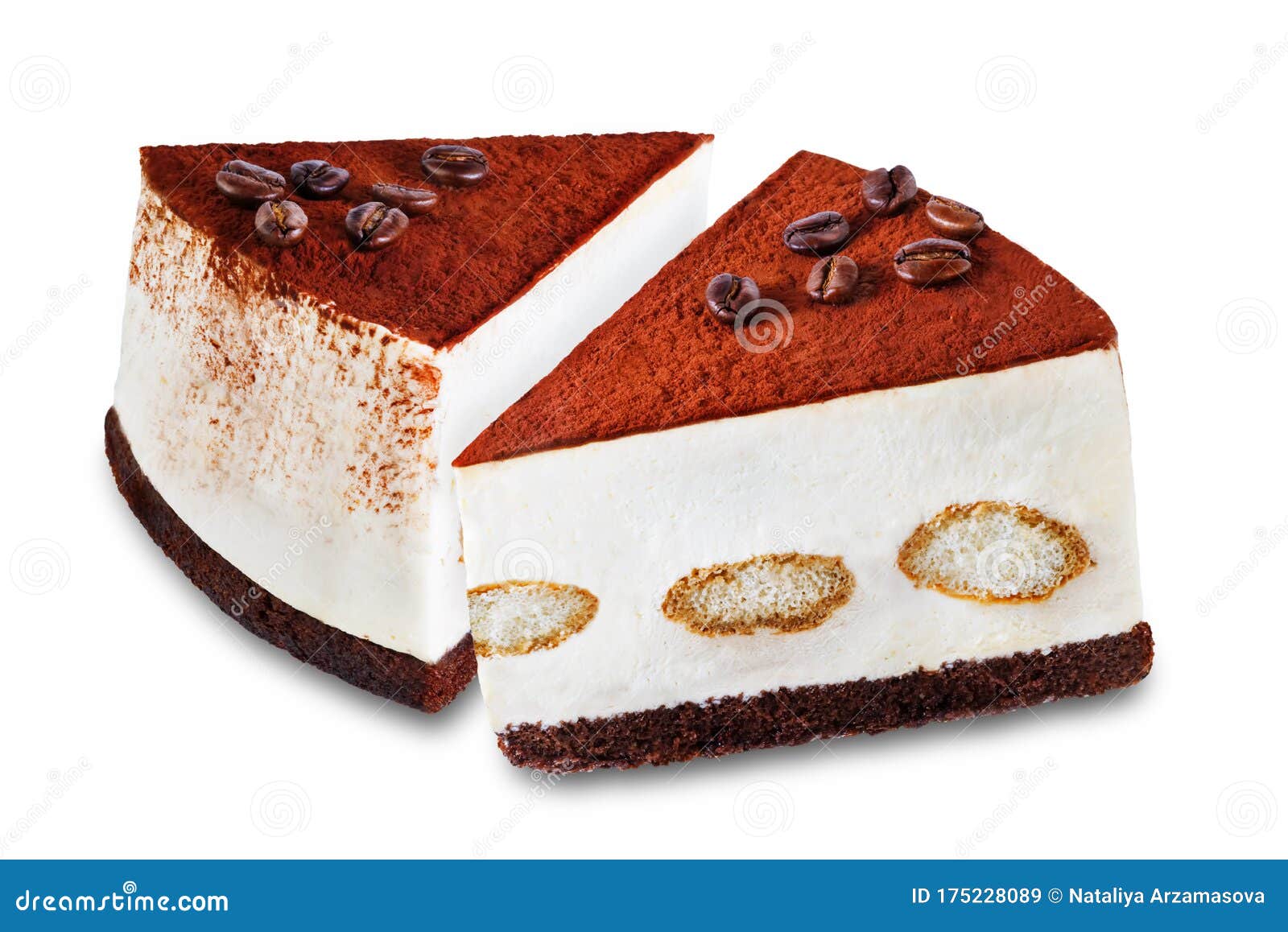 Tiramisu Cake Decorated With Coffee Beans On A White Isolated Background Stock Image Image Of Dessert Delicious