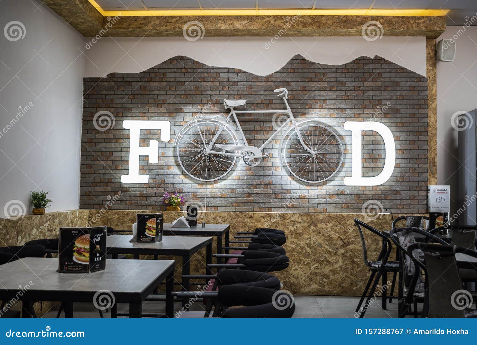 Food, Unique Decoration in a Restaurant Wall Editorial Photography ...