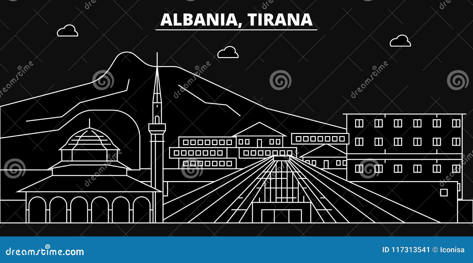 Tirana Silhouette Skyline. Albania - Tirana Vector City, Albanian ...