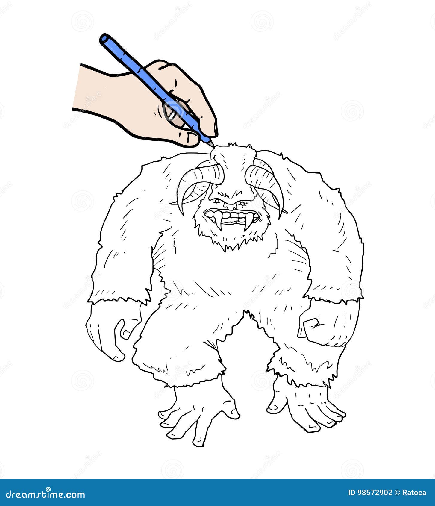 Tirando um monstro ilustração do vetor. Ilustração de rebelde - 98572902, image size:1453x1690
