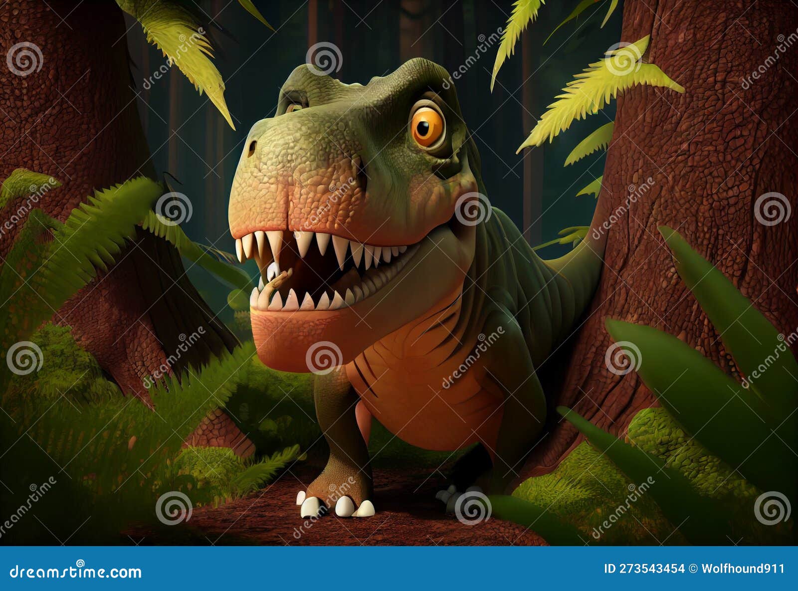 Personagem de desenho animado de dinossauro Tiranossauro Rex