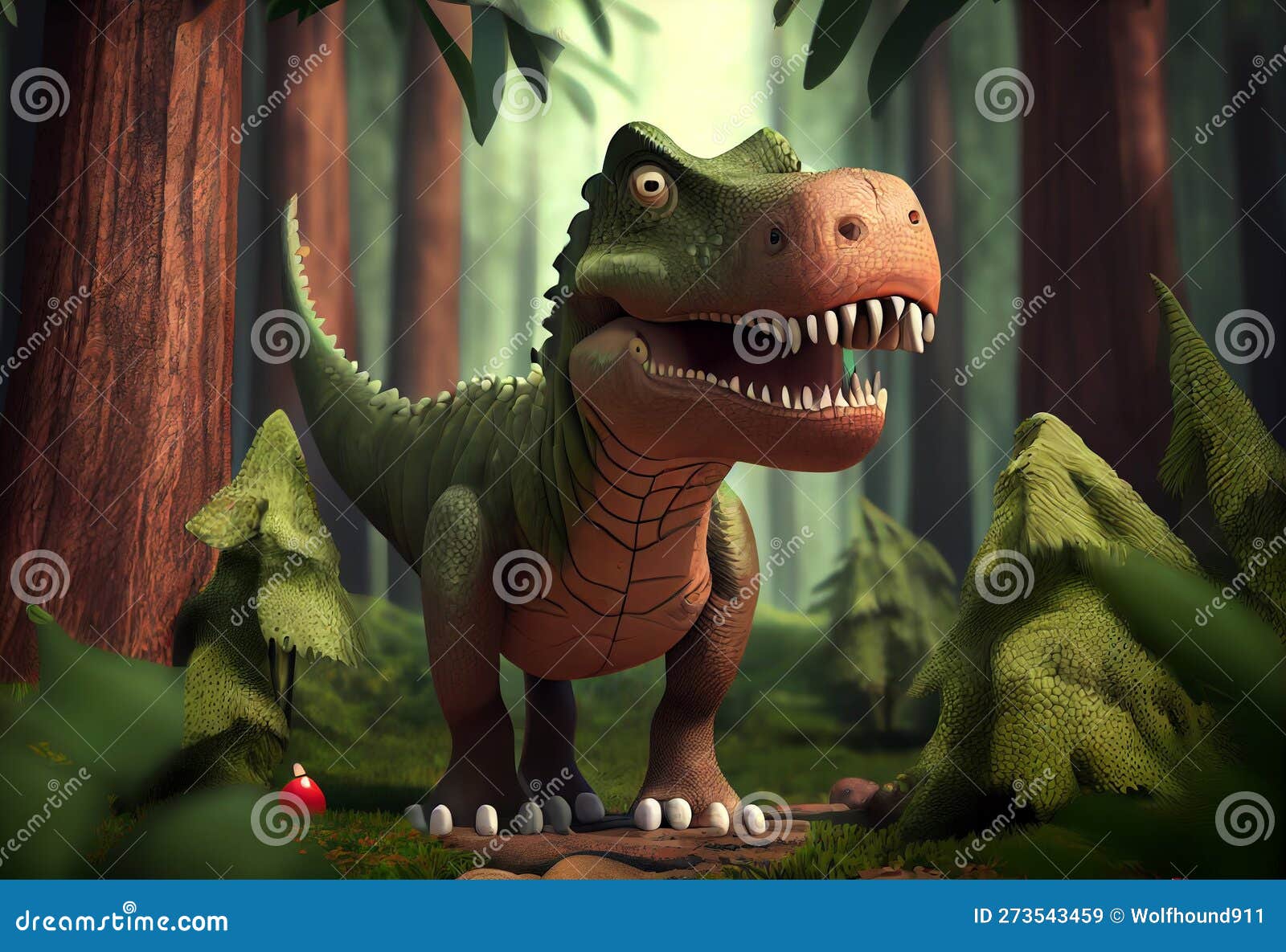 Personagem de desenho animado de dinossauro tiranossauro rex