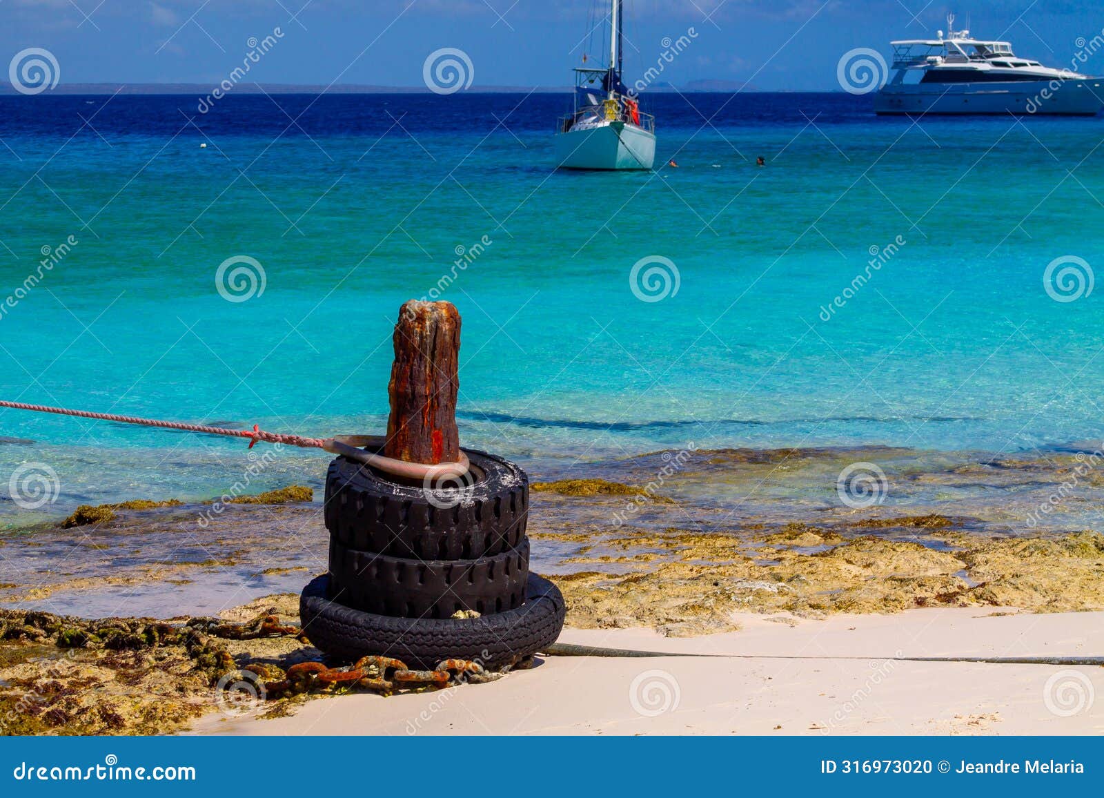 tire on the beach in klein curaÃ§ao