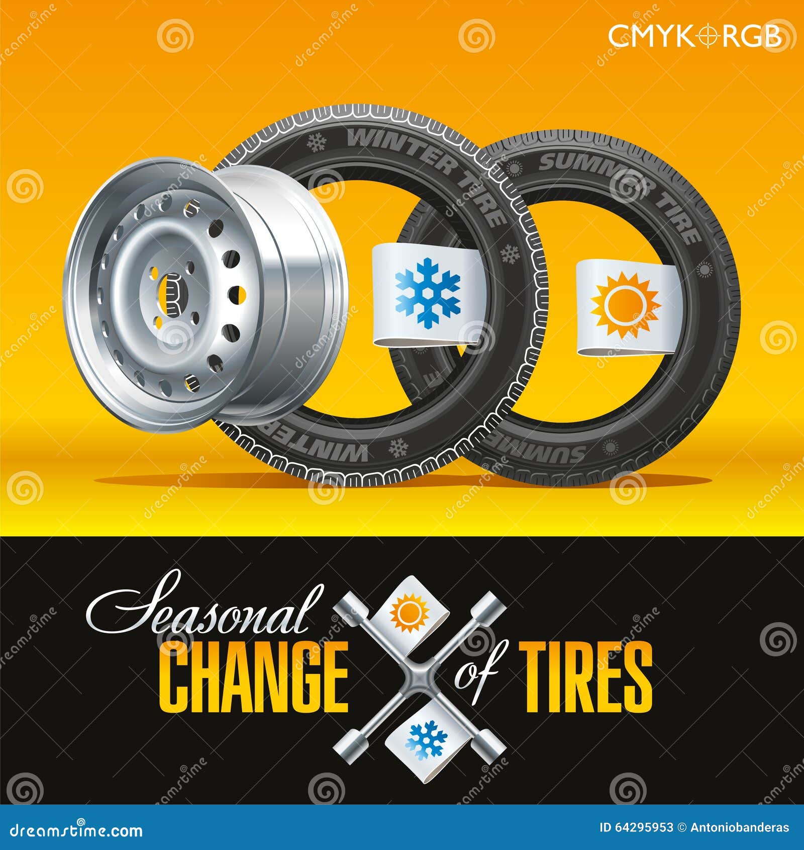 Tire Change Season On The One Wheel Stock Vector Image 64295953