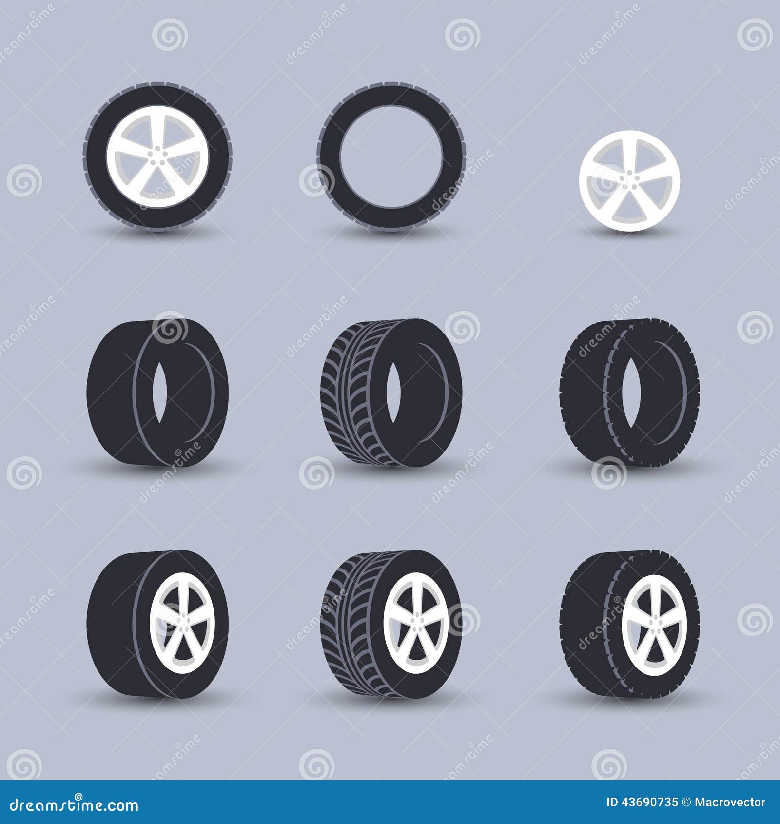 Tire icon set stock vector. Illustration of performance - 43690735
