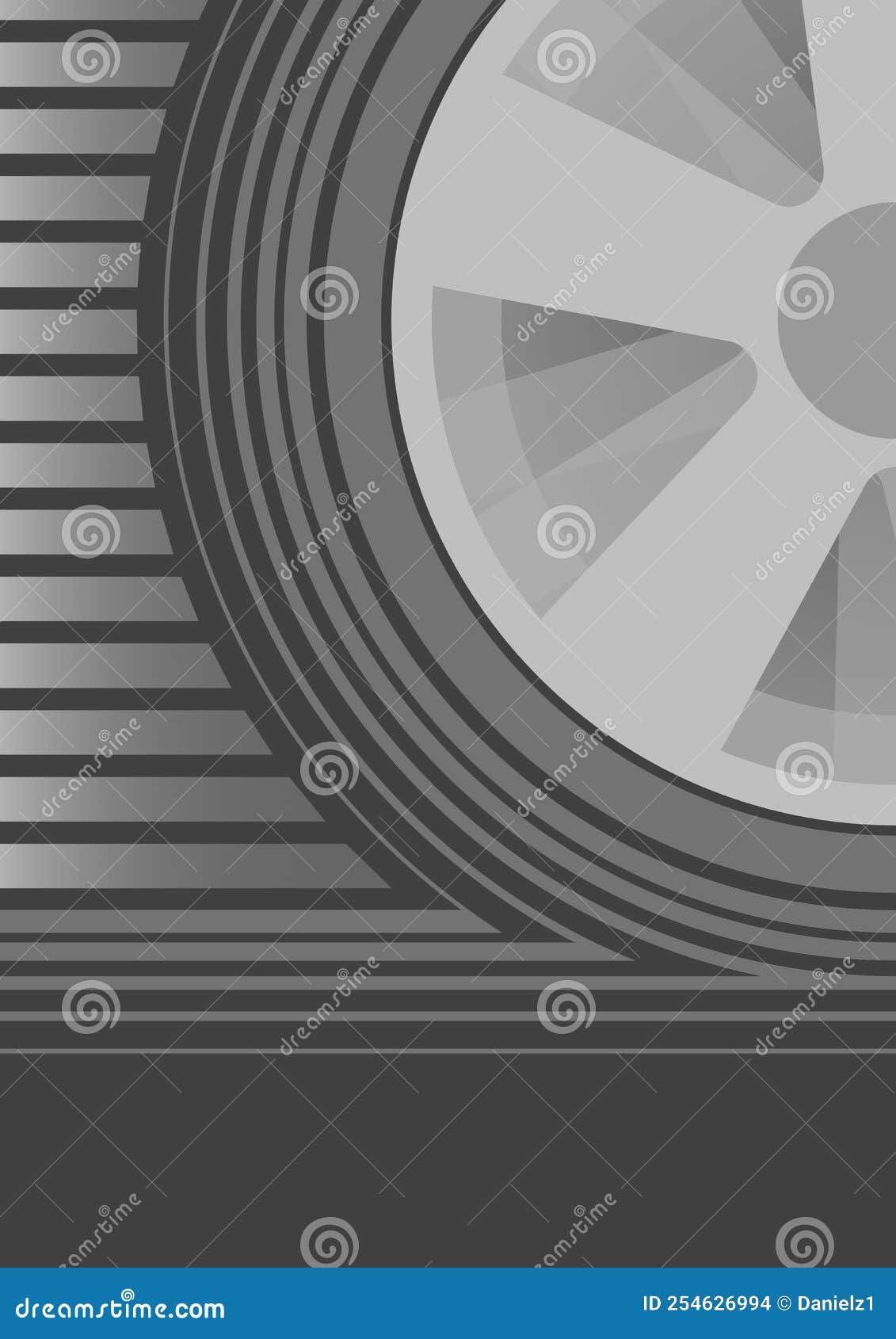 Wheel in Motion, Rotating. Abstract Illustration of Car Wheel. Stock