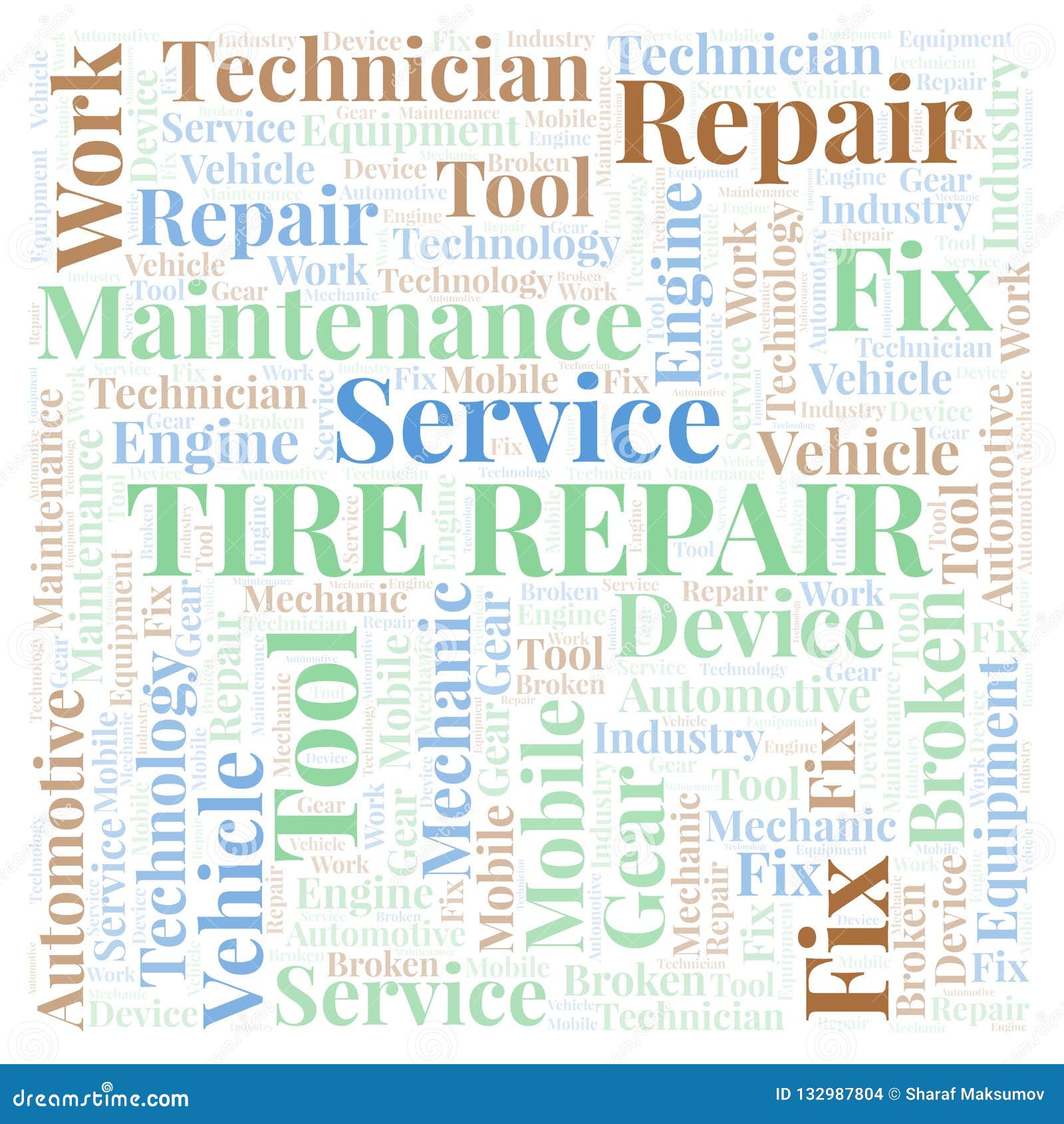 Tire Repair word cloud stock illustration. Illustration of gear 132987804