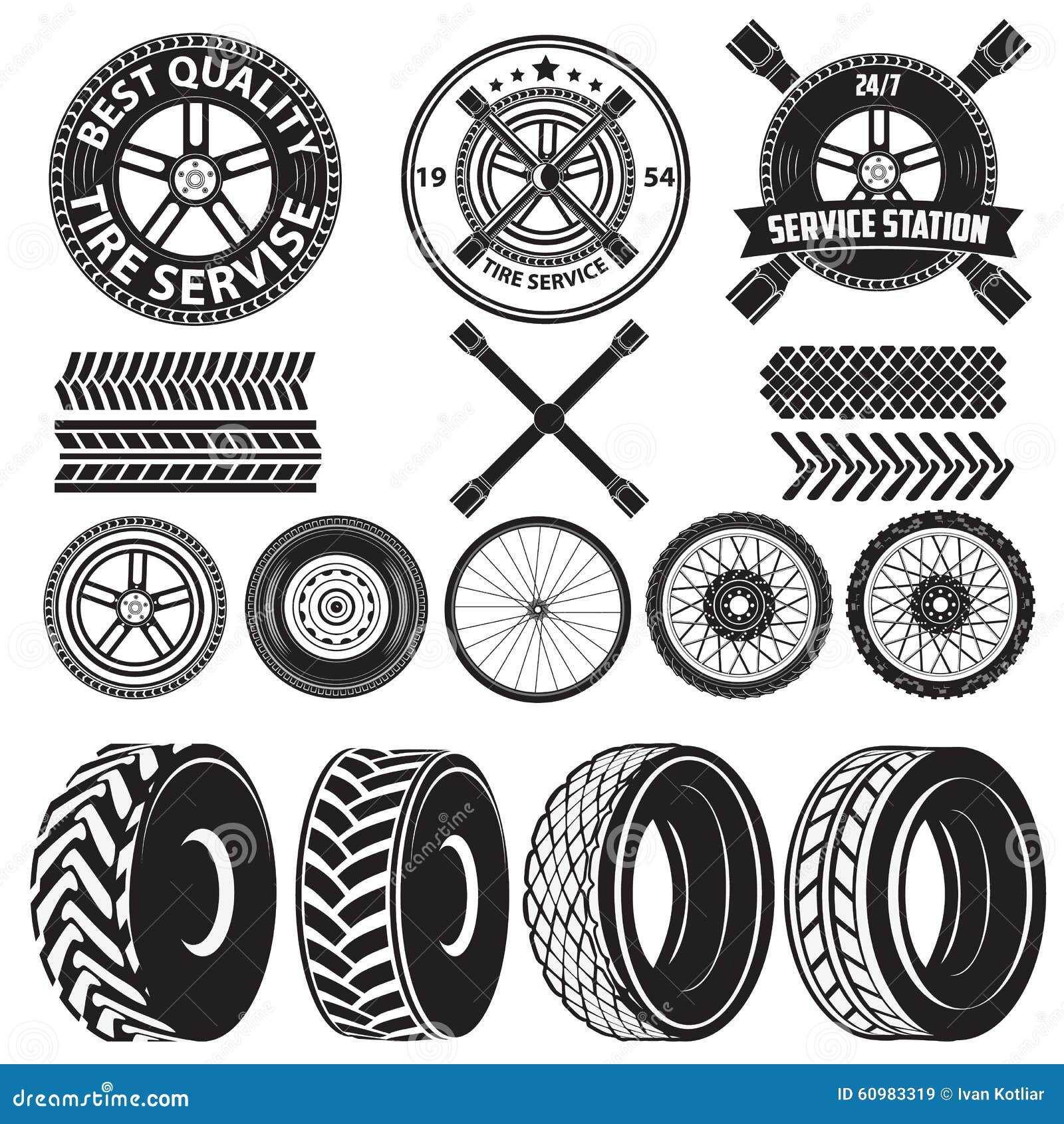 Tire service label stock vector. Illustration of classic - 60983319