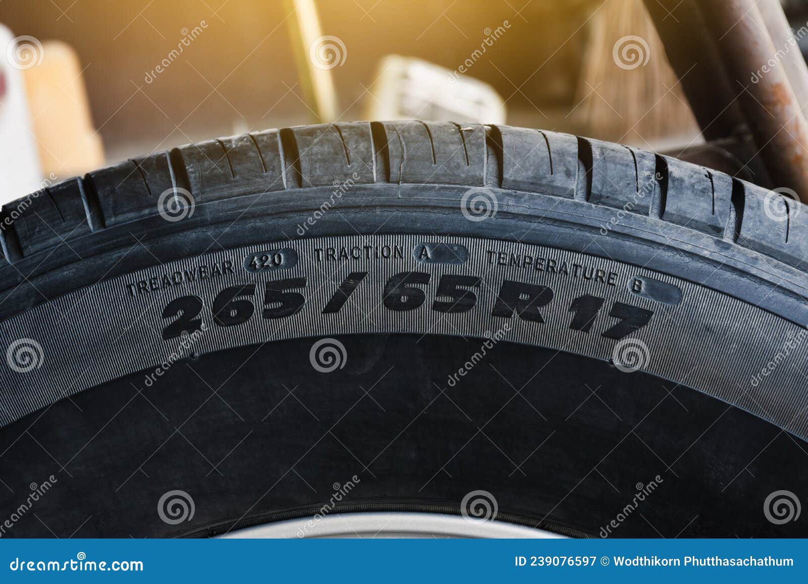 tire size and specification on the sidewall