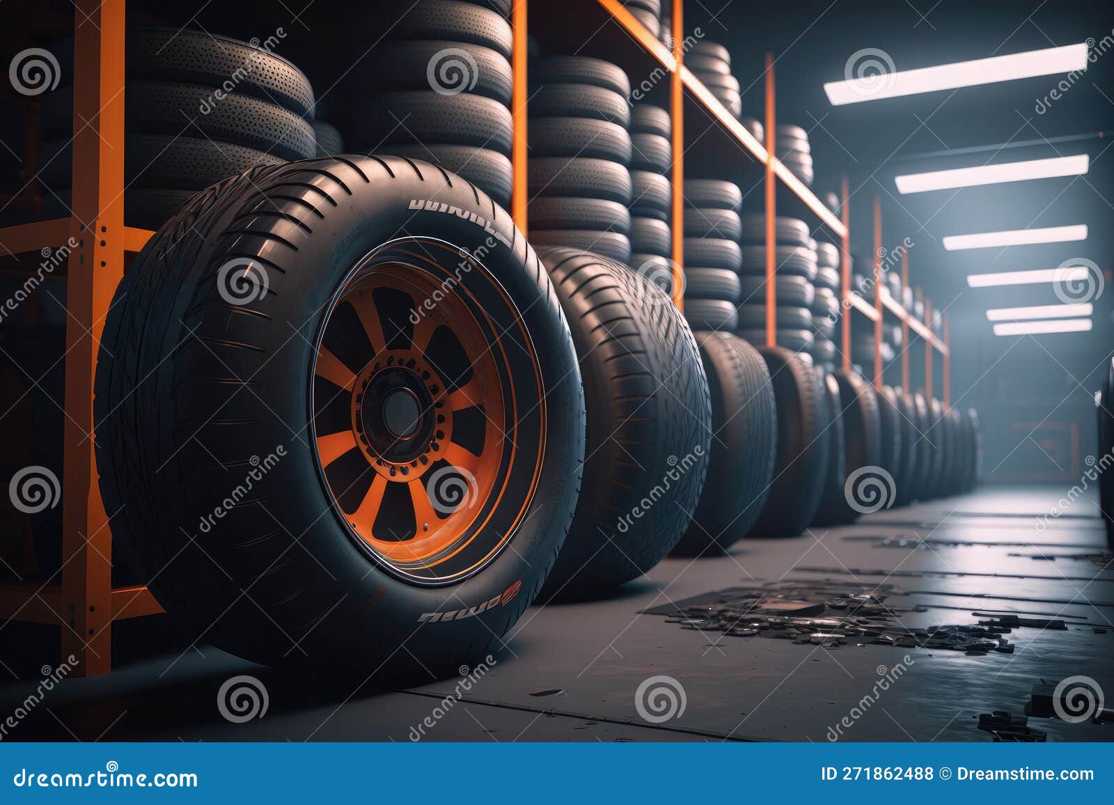 Tire Warehouse. Created with Generative AI Technology Stock