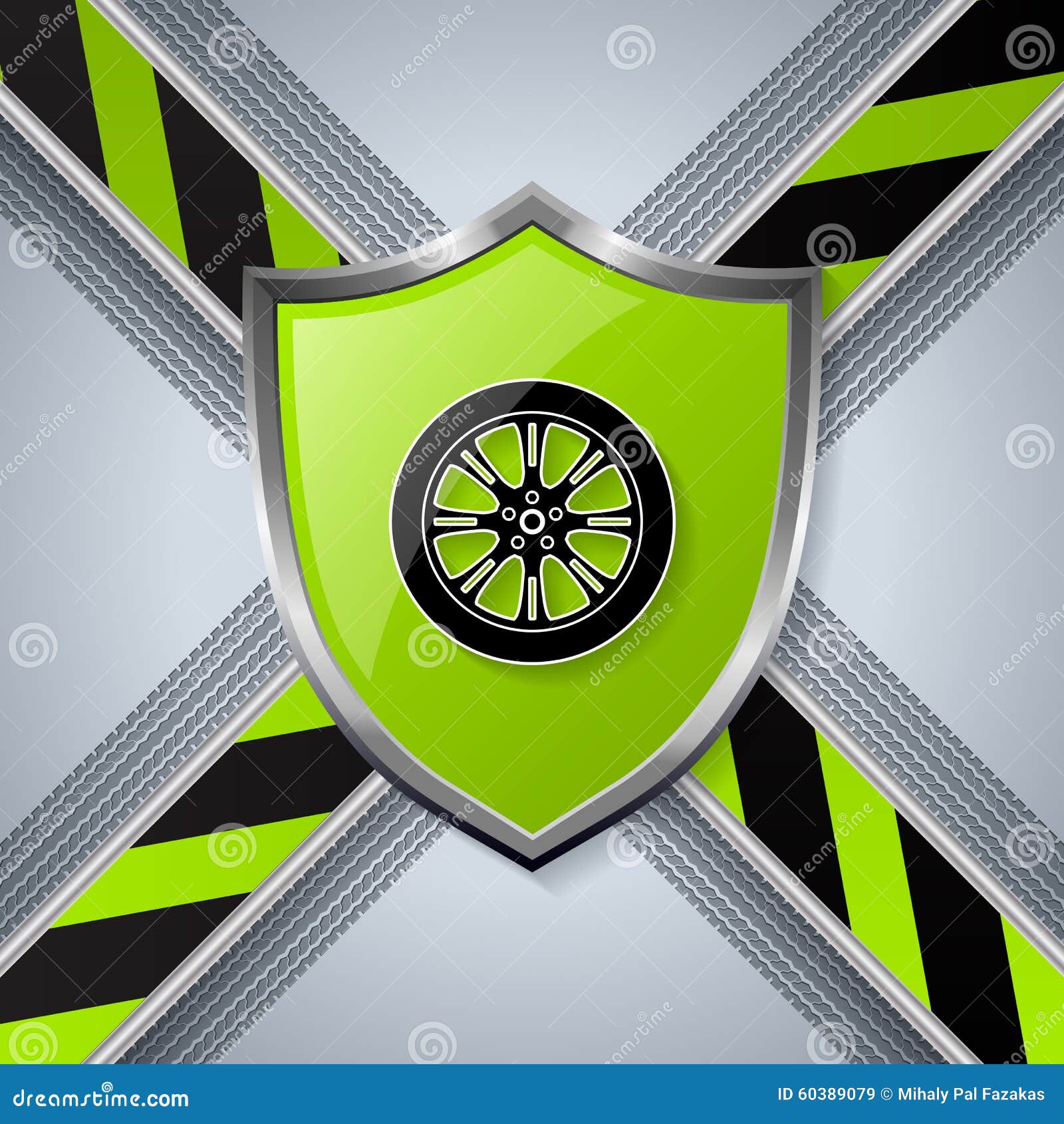 Tire and Wheel Background with Shield Stock Vector Illustration of