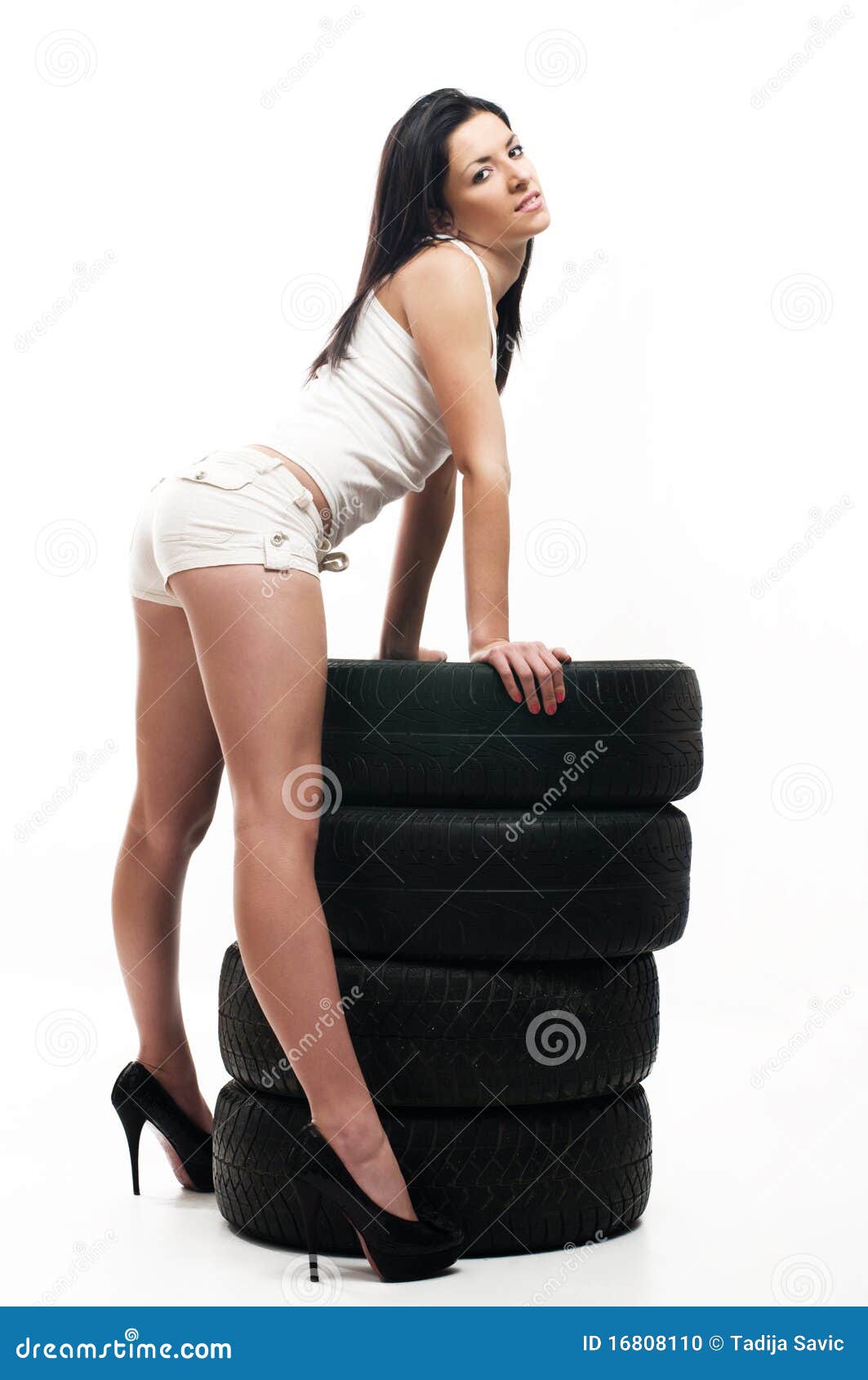 Tire and woman stock photo. Image of sensuality, attractive 16808110
