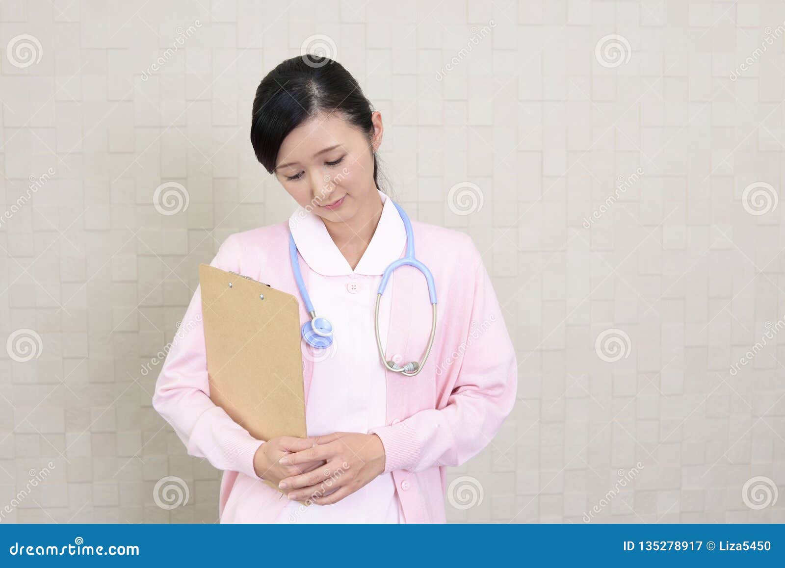 Tired Asian nurse. stock image. Image of clinic, examination 135278917