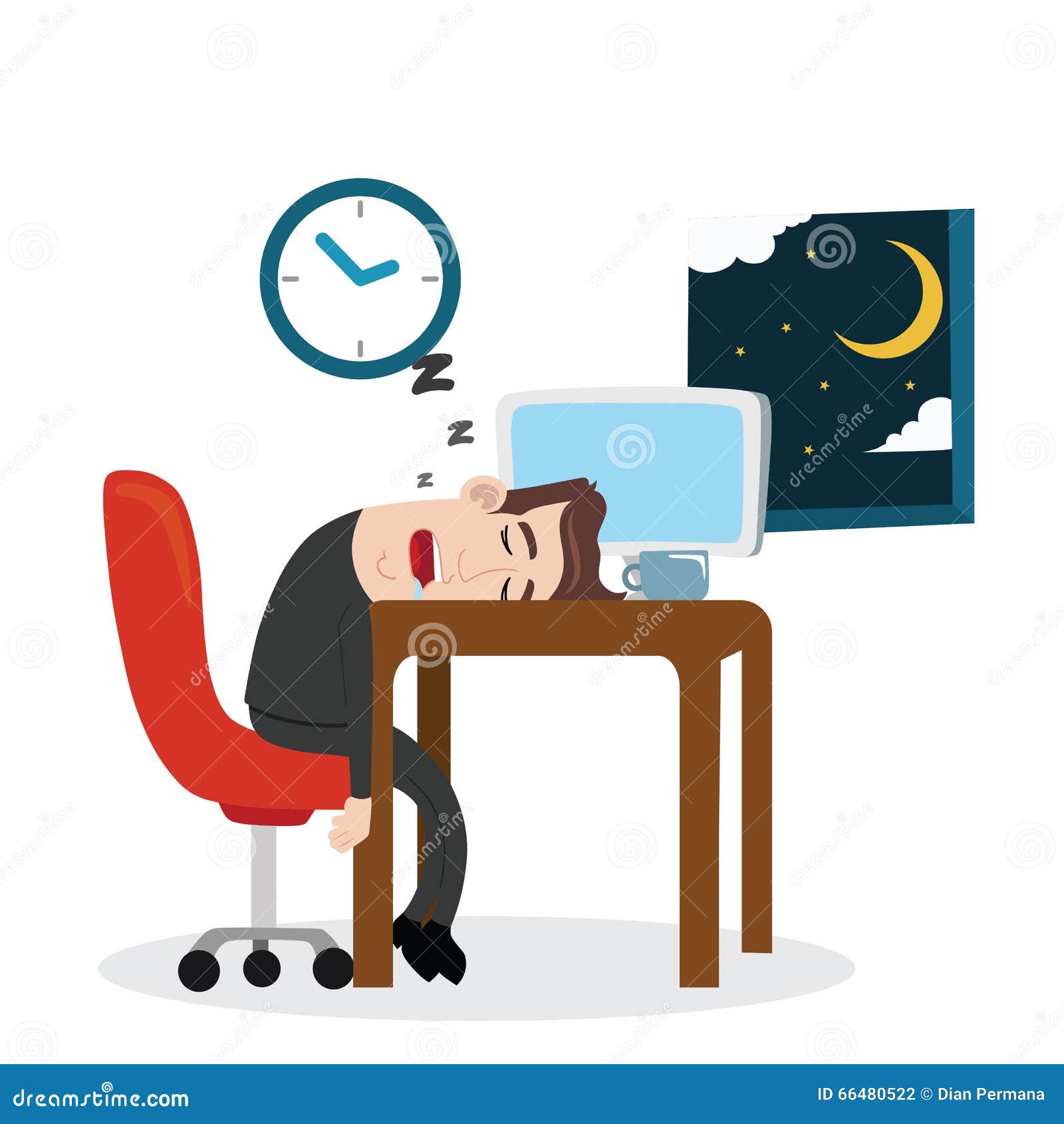 tired businessman sleeping at work stock vector illustration of