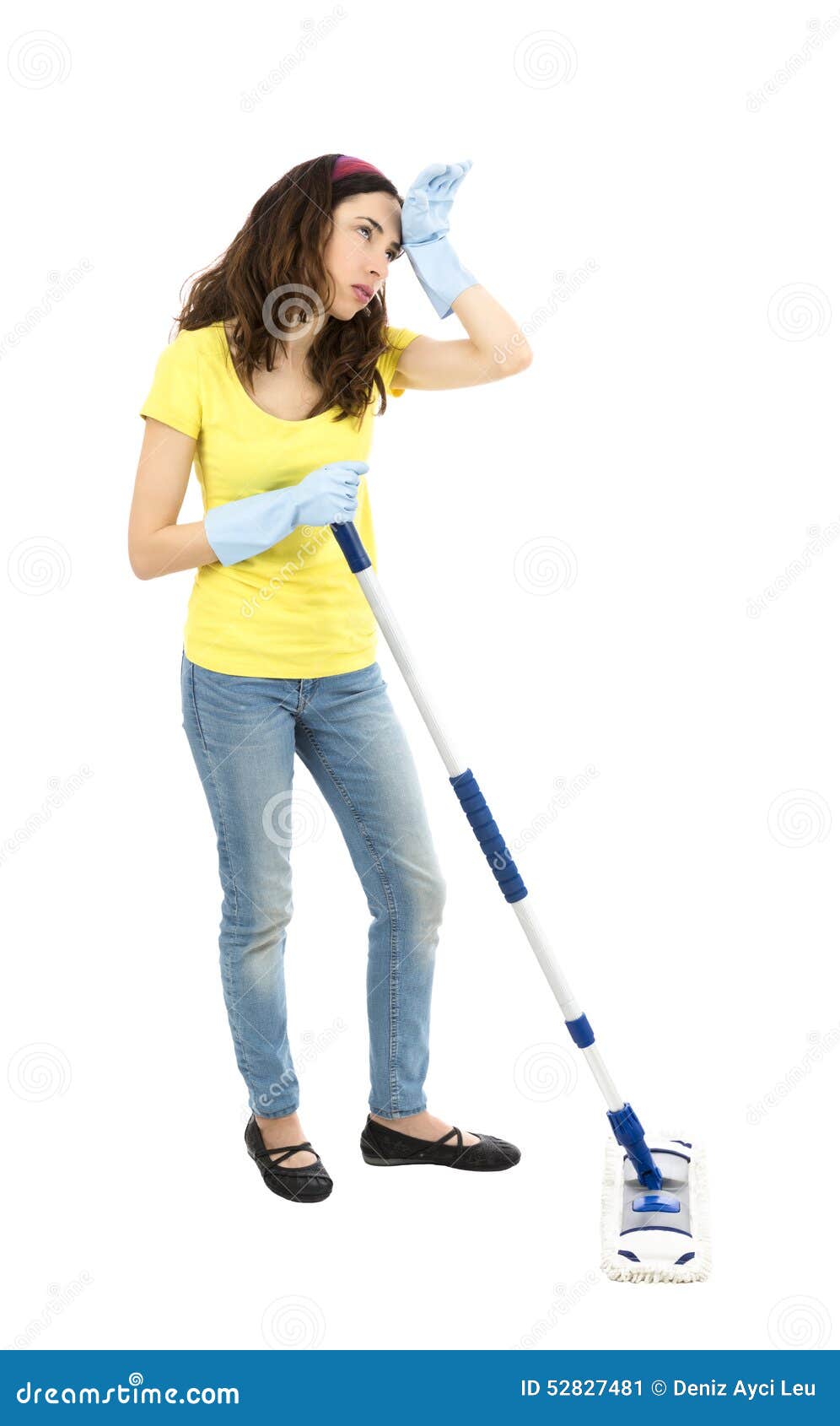 Tired cleaning lady stock image. Image of clean, standing 52827481