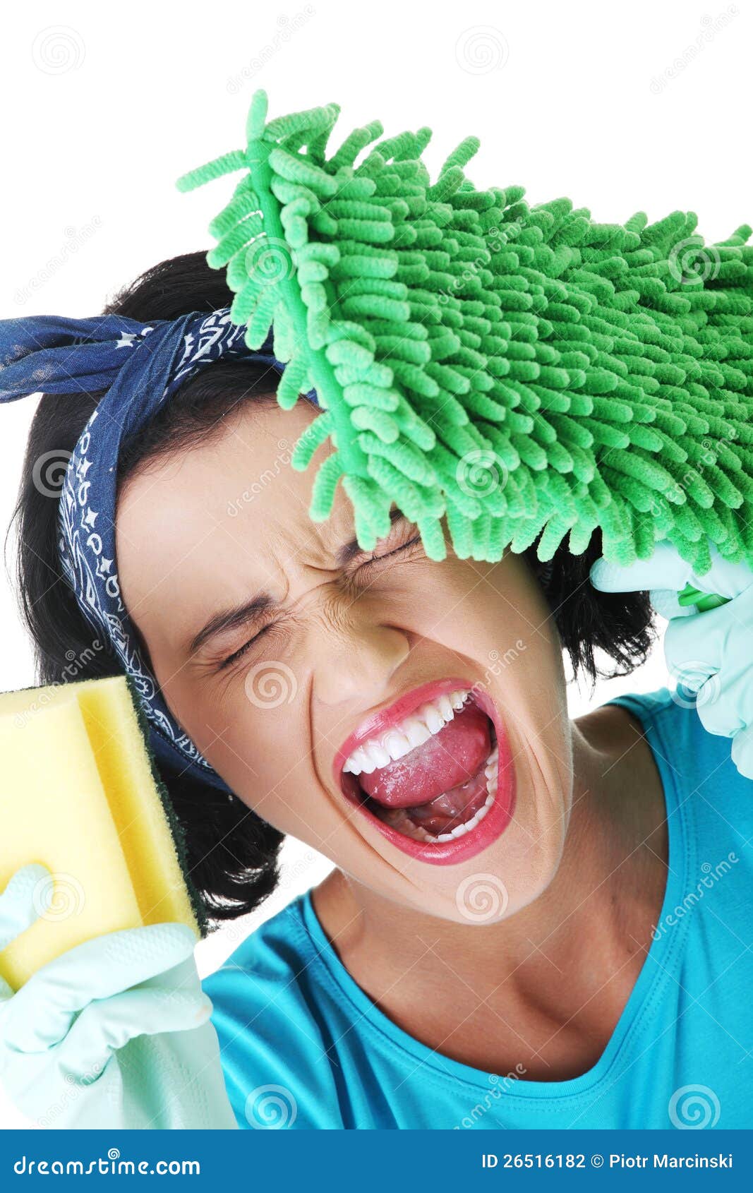 Tired and Exhausted Cleaning Woman Stock Photo - Image of isolated ...