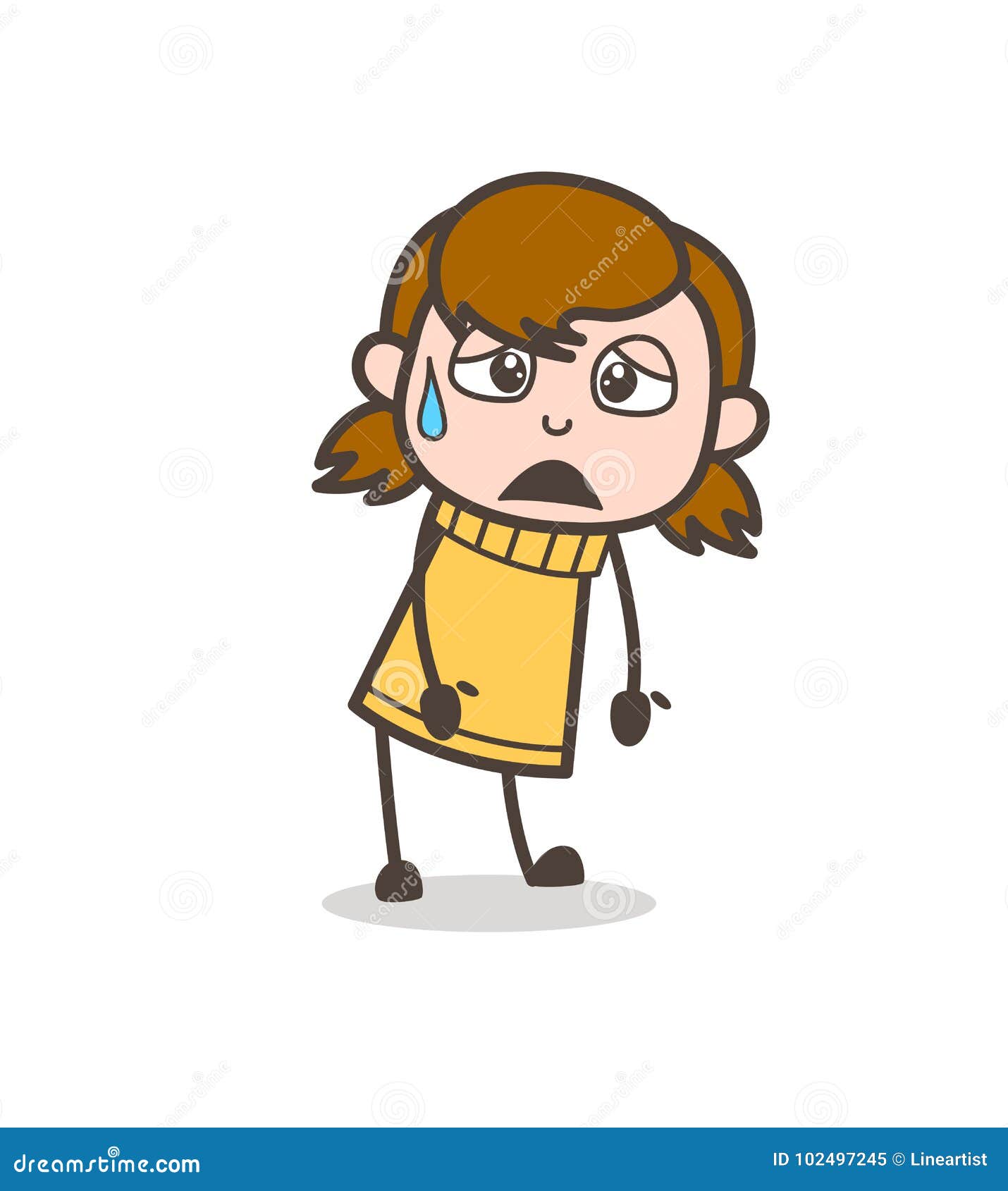 Tired Face with Sweat - Cute Cartoon Girl Illustration Stock Illustration -  Illustration of cute, pretty: 102497245
