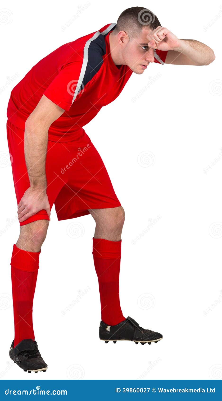Tired Football Player Bending Over Stock Image Image of view, player