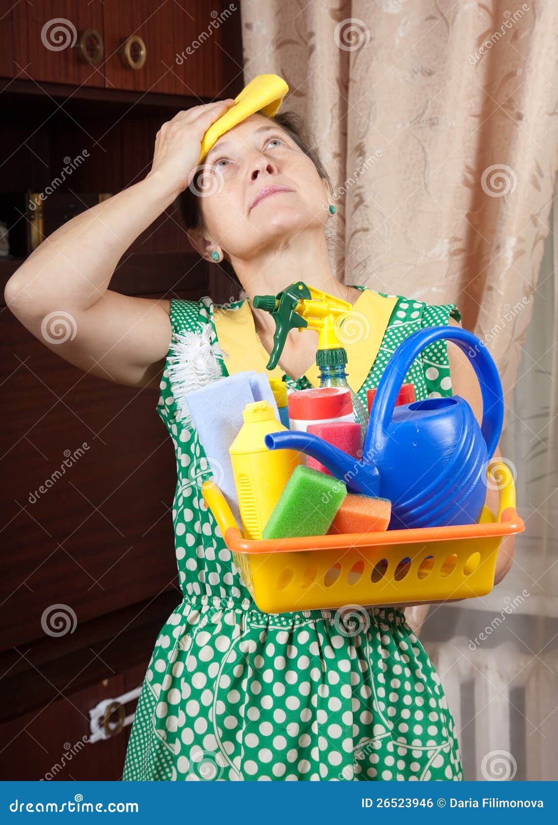Tired House Keeper stock photo. Image of equipment, maid 26523946