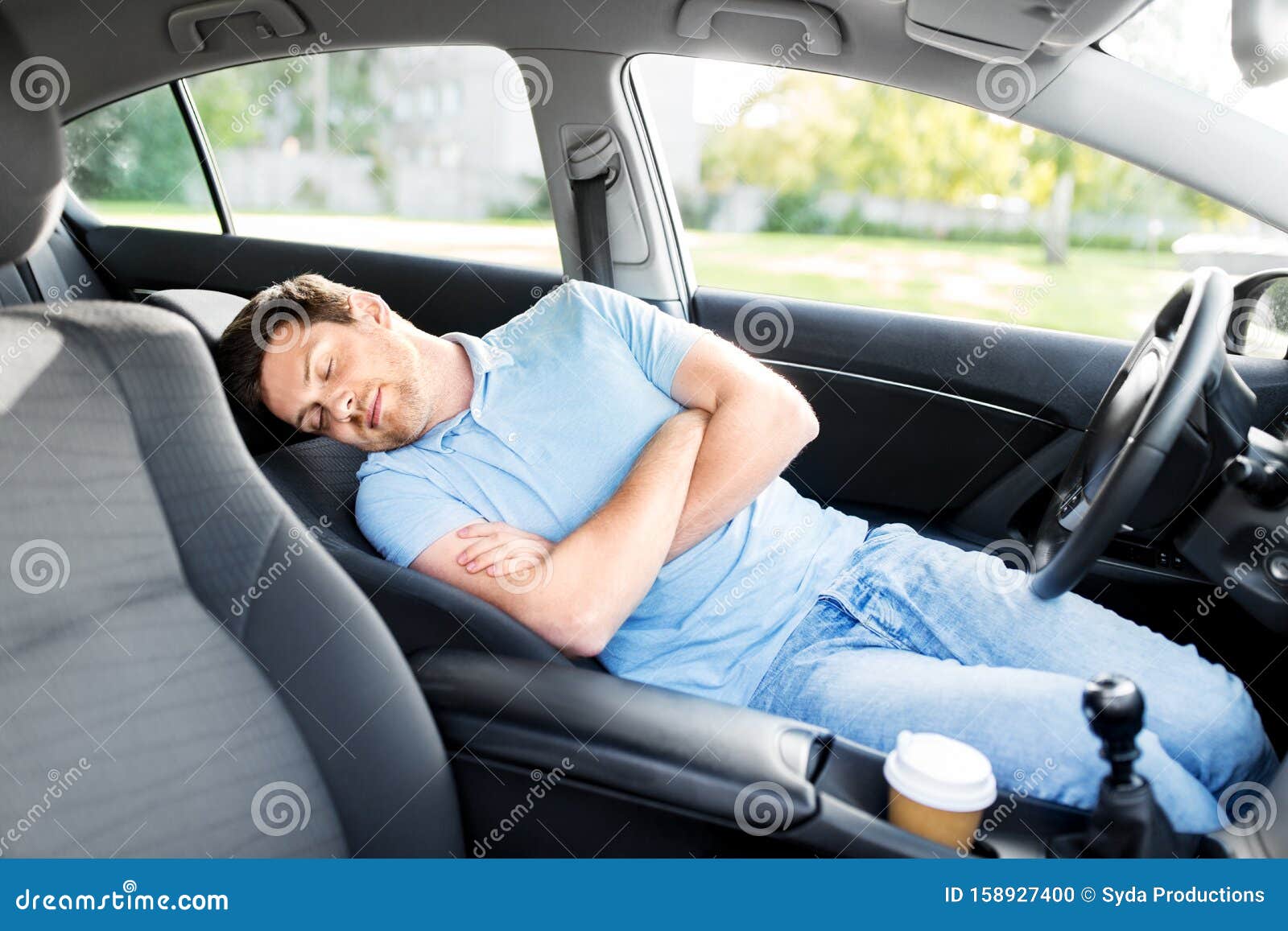 Tired Man or Driver Sleeping in Car Stock Photo Image of inside, auto