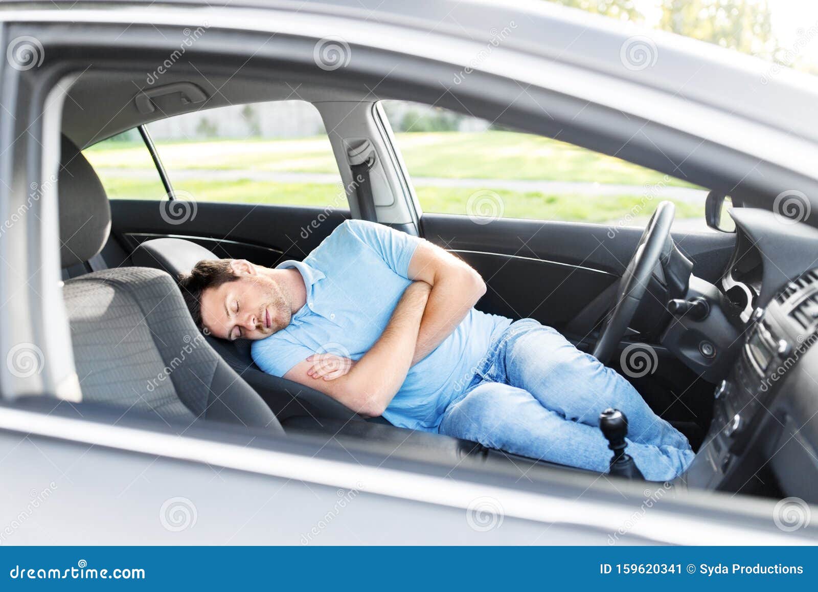 Tired Man or Driver Sleeping in Car Stock Image Image of resting