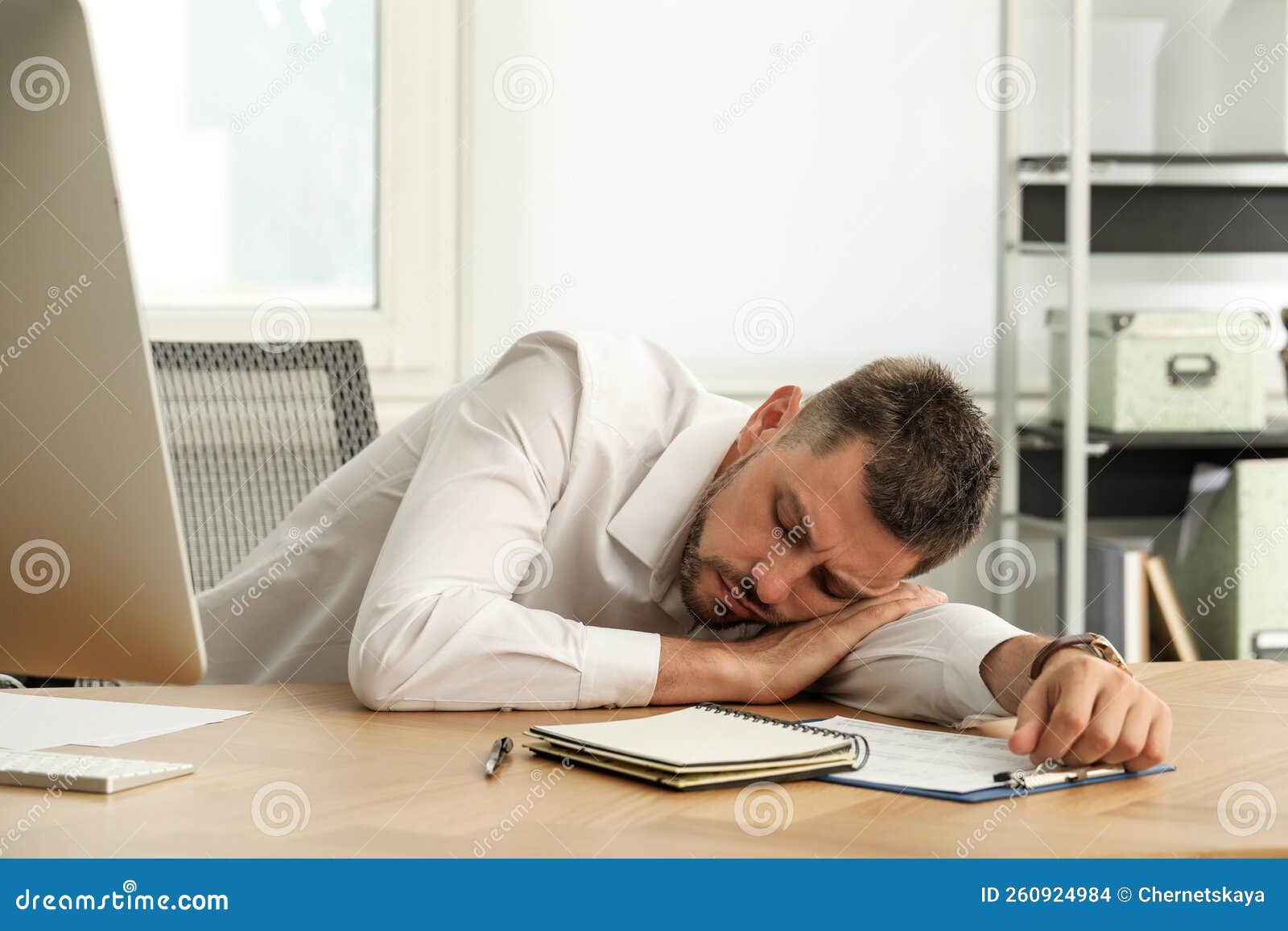 Tired Man Sleeping at Workplace in Office Stock Photo Image of sleep