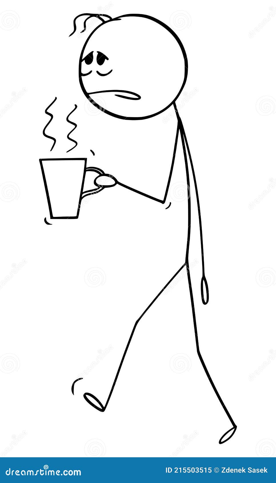 Tired Stick Man Or Stick Figure Sitting And Thinking Royalty-Free