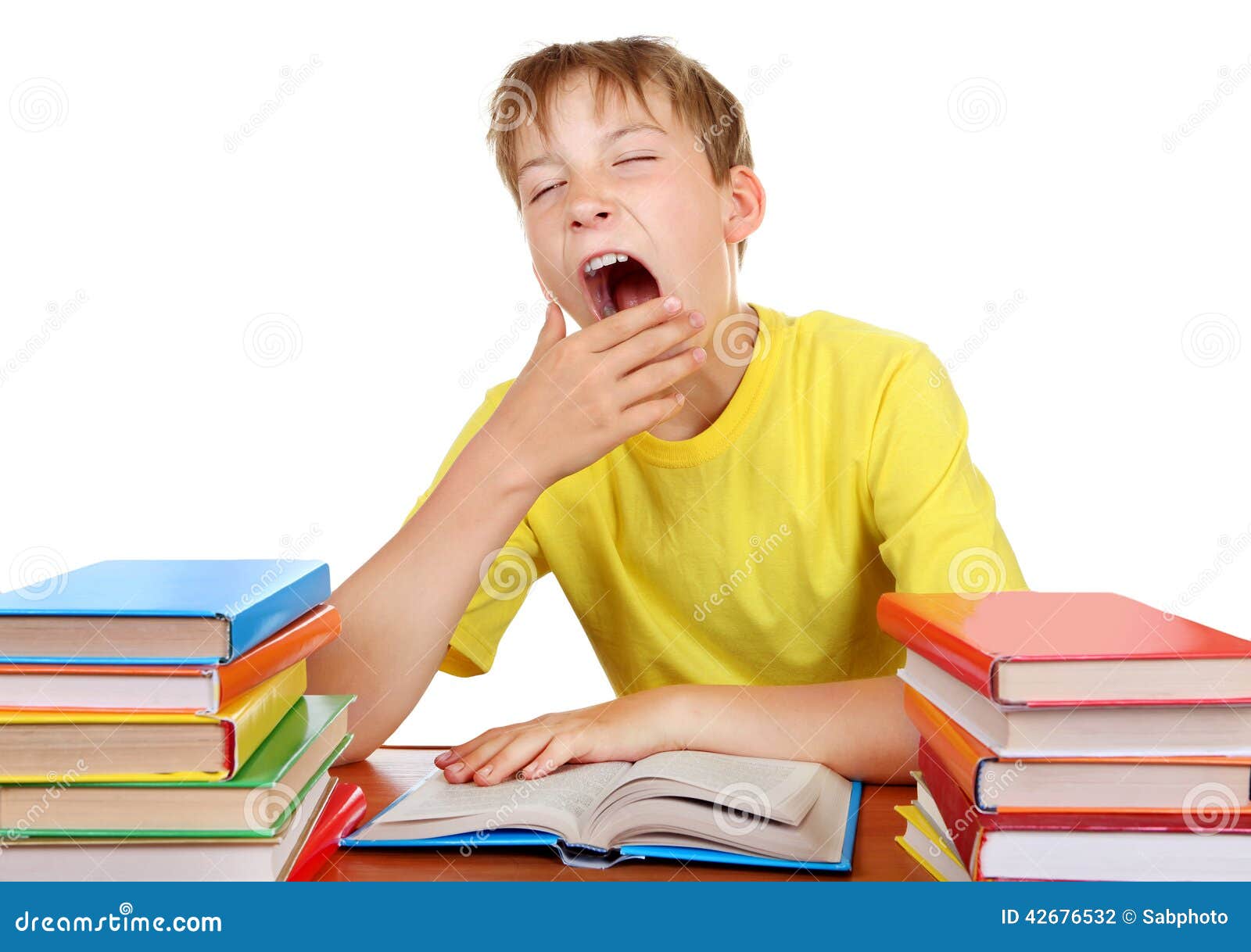Tired Schoolboy Tired Schoolboy Yawning Stock Photo Image Of Bored