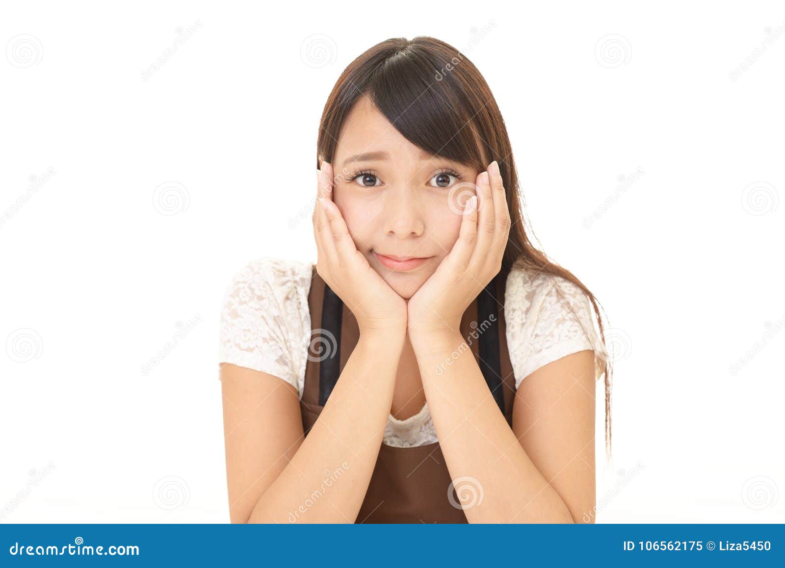 Uneasy Asian housewife stock image. Image of anxiety 106562175