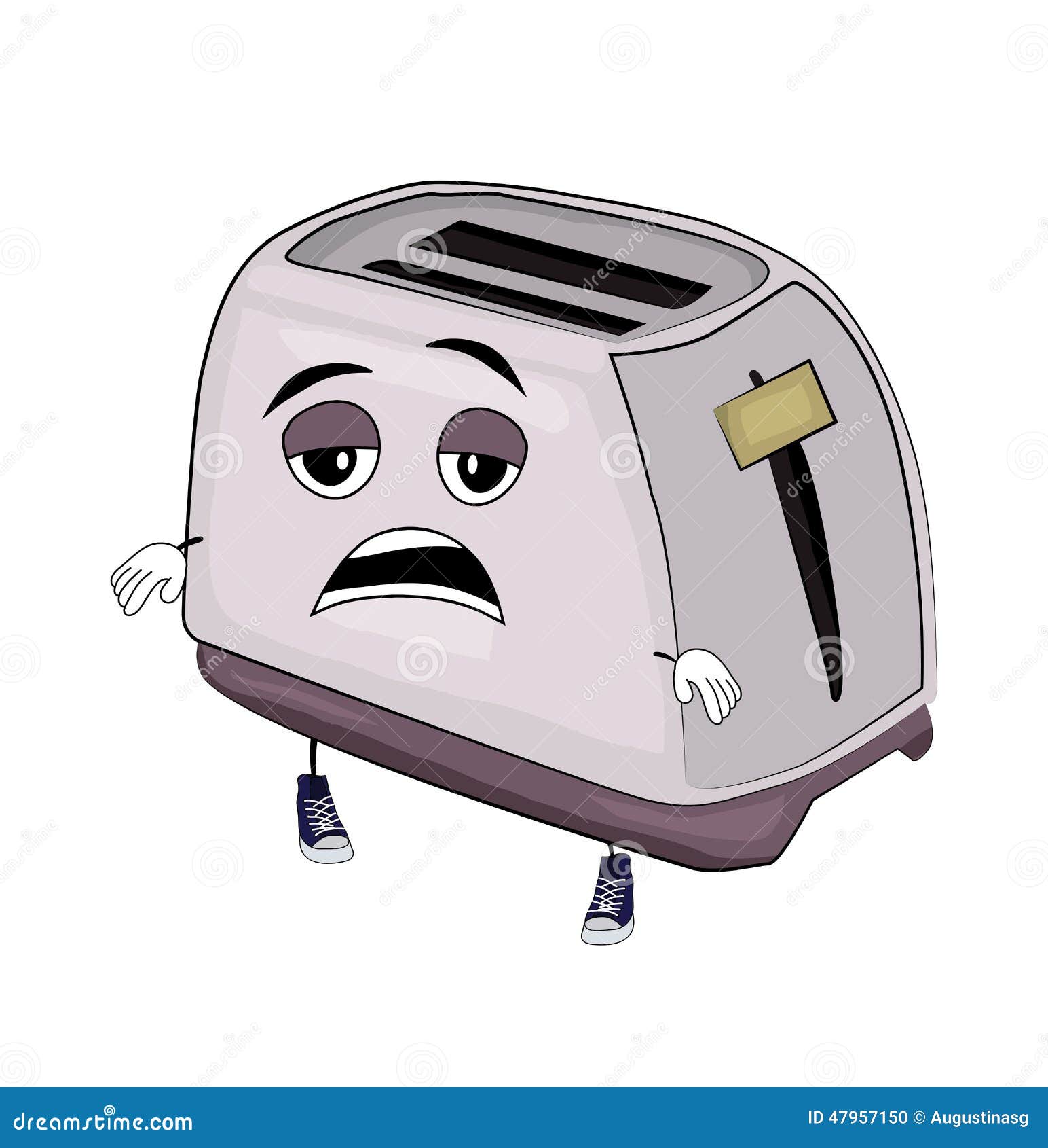 Tired toaster cartoon stock illustration. Illustration of vecor 47957150
