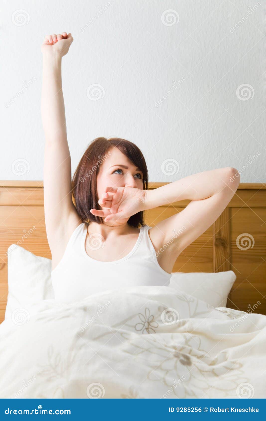 Tired after waking up stock photo. Image of female, beautiful 9285256
