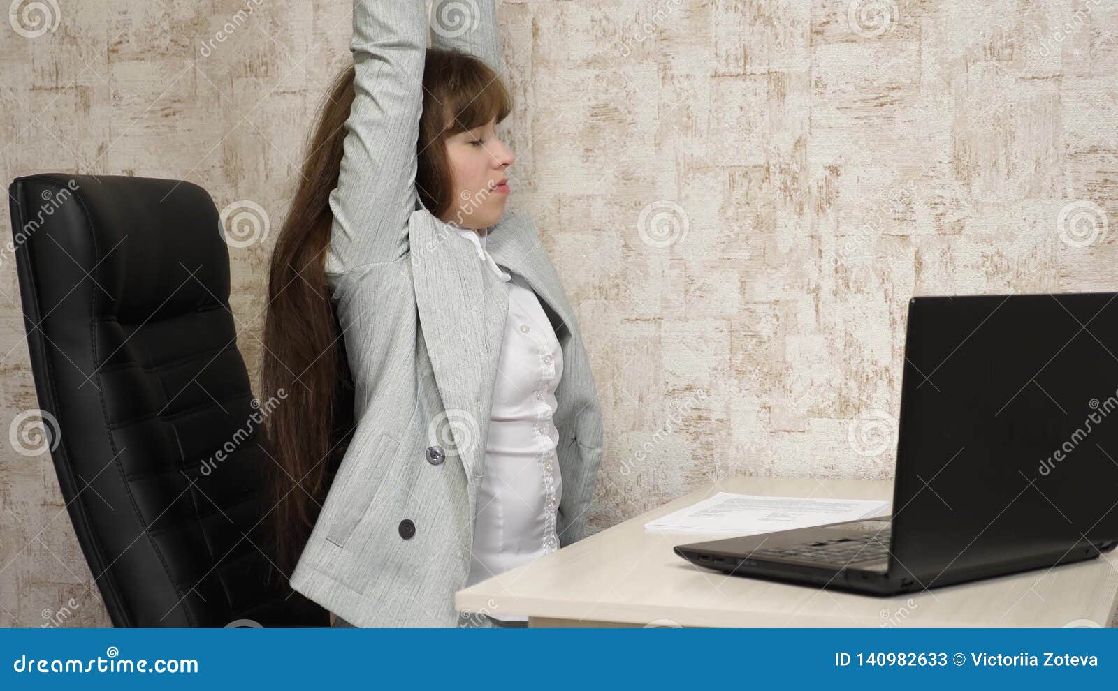 Tired Woman Office Worker Sleeping On The Desk At Work Business