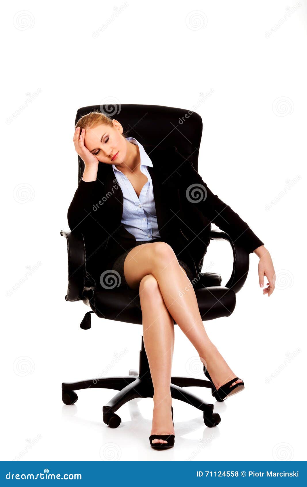 Tired Or Worried Business Woman Sitting On Armchair Stock Photo 71124558 Megapixl