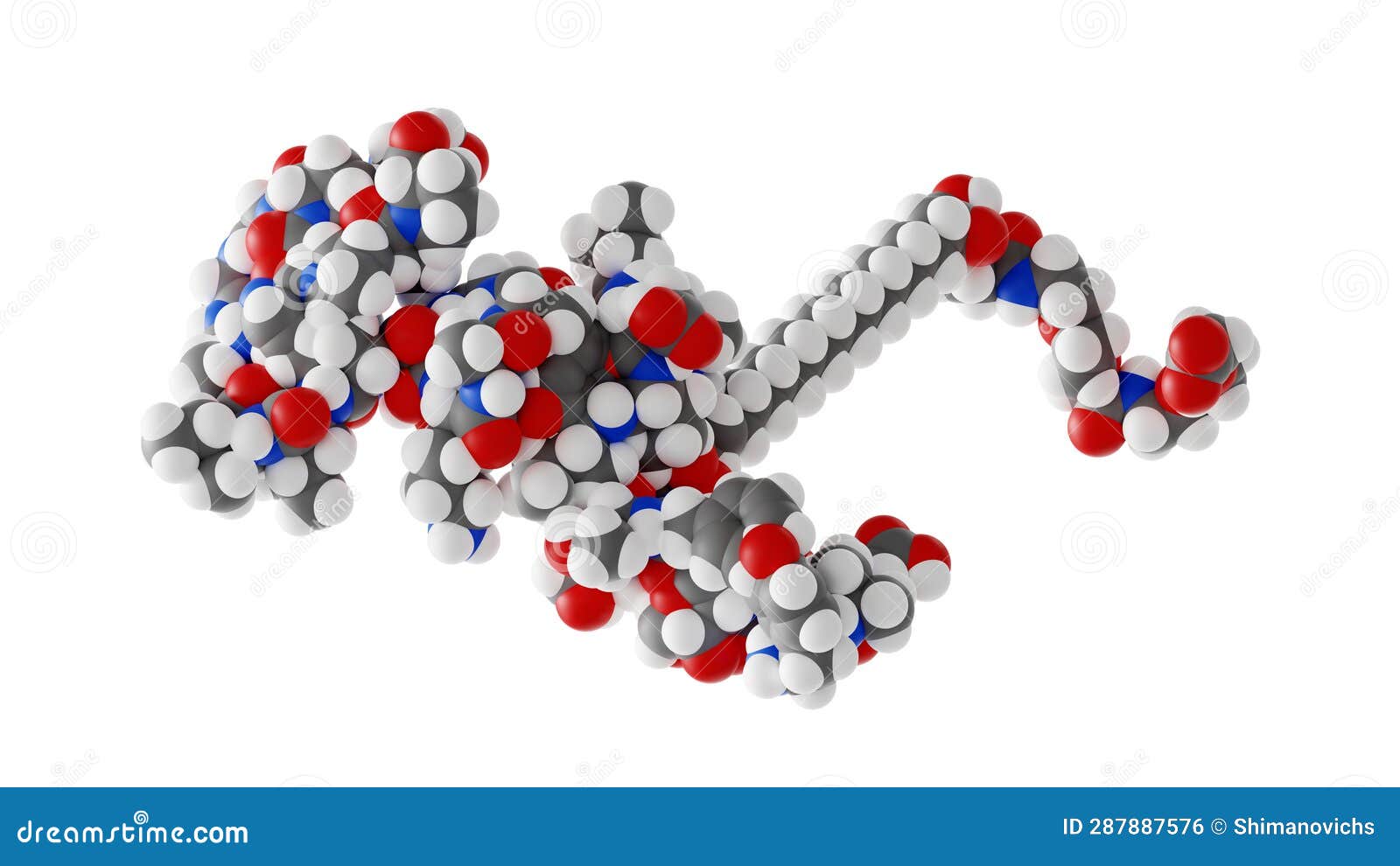 tirzepatide molecule, mounjaro molecular structure,  3d model van der waals