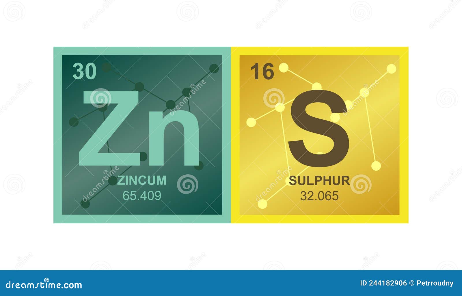 Zinc Sulfide Chemical Formula On Waterdrop Background Stock Photography