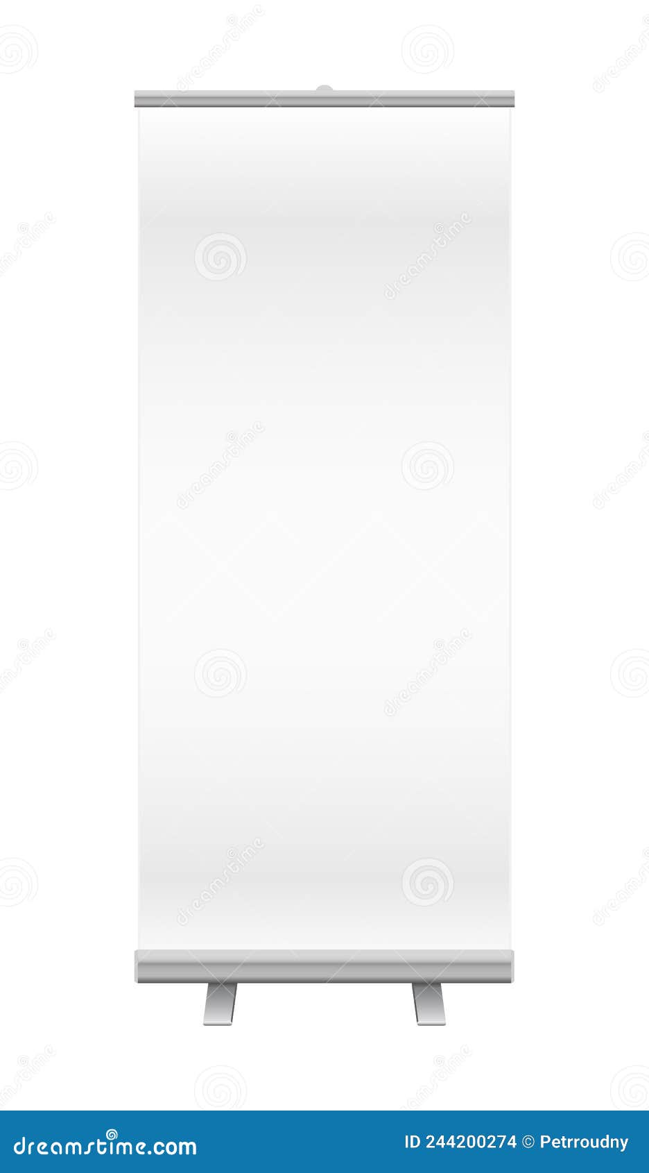 Blank Roll Up Banner Mock Up Isolated On A White Background. Promotional Material For Events
