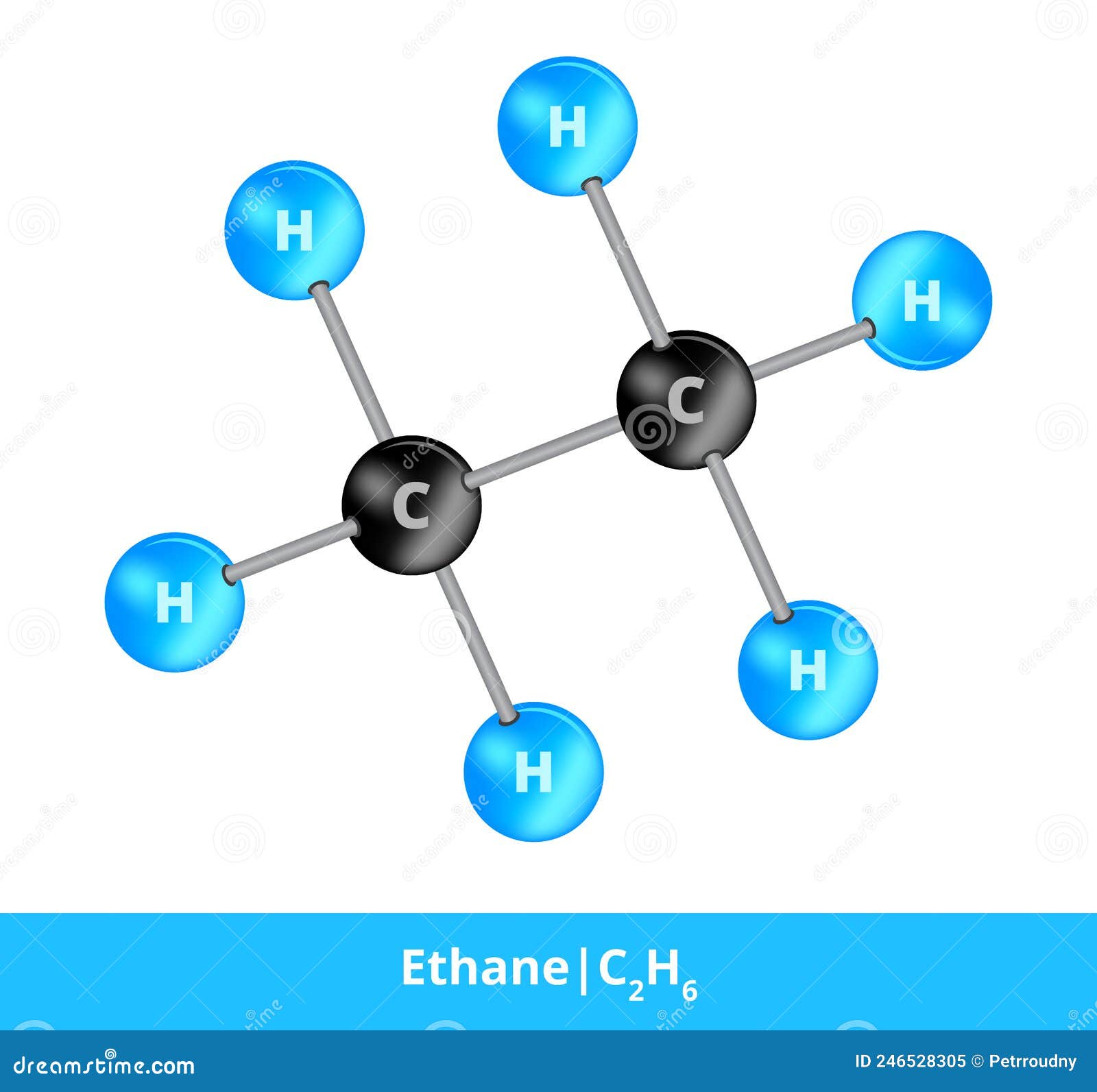 Ethane Molecule, Ball-and-stick Molecular Model. Chemical 3d Rendering ...