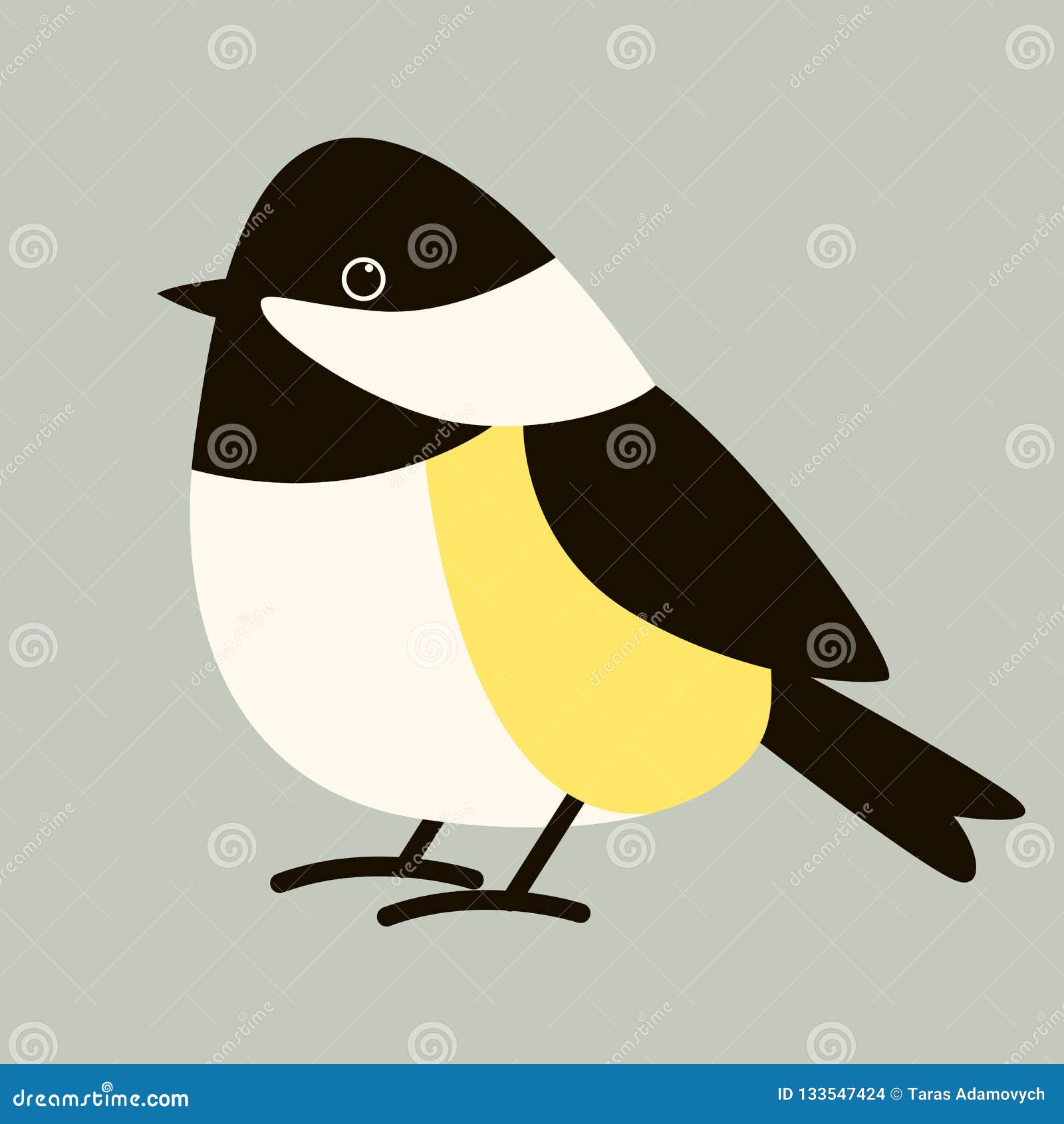 tit bird ,flat style ,profile view