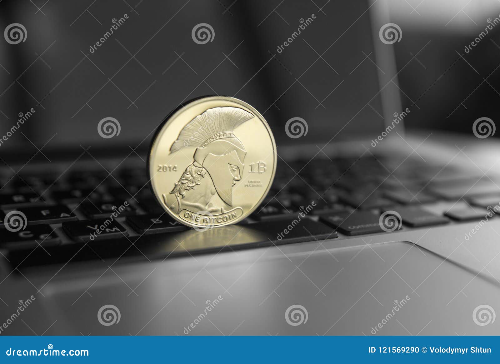 Titan Bitcoin Coin Symbol On Laptop Concept Financial Currency - 