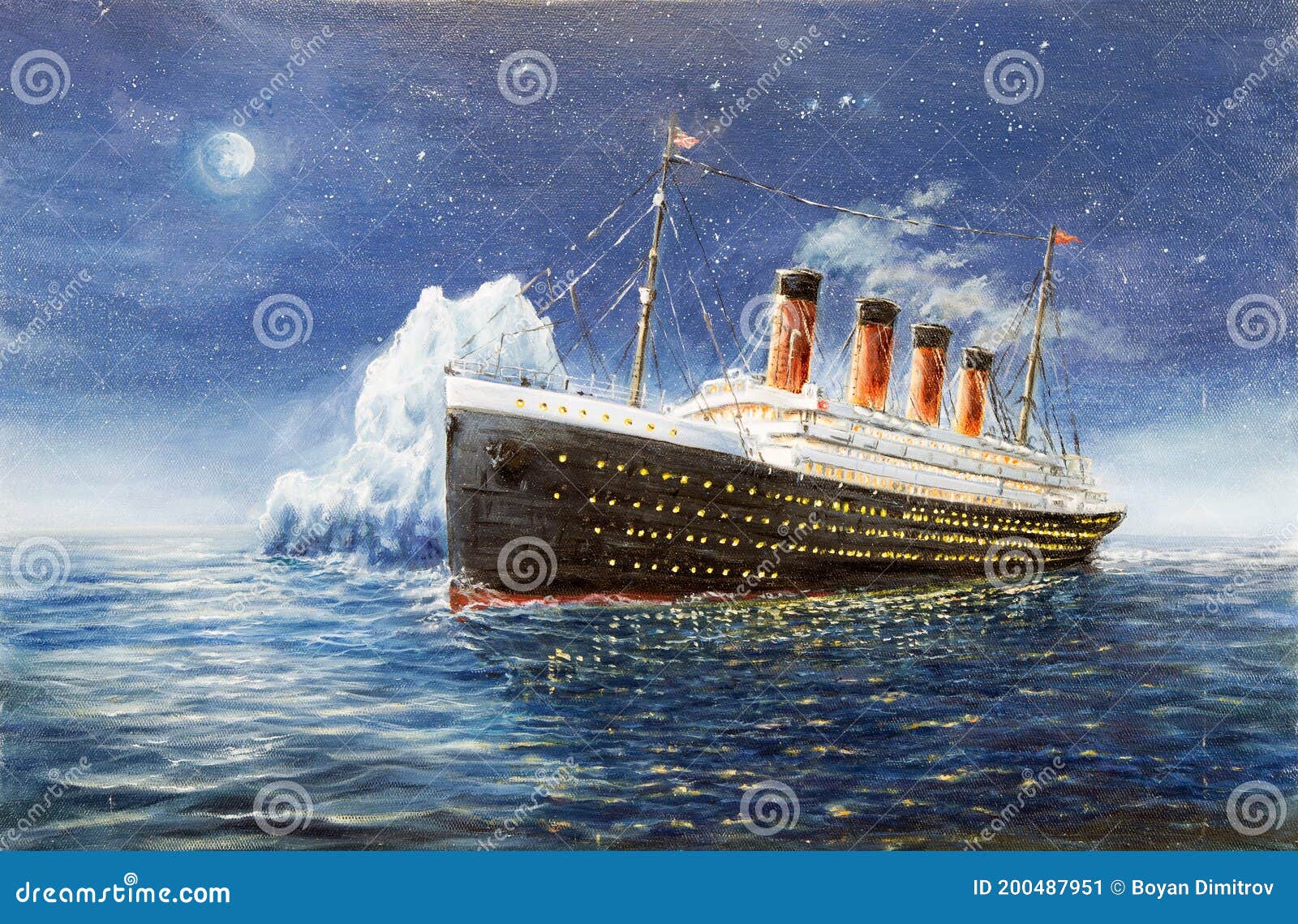Titanic and Iceberg stock image. Image of danger, historical - 200487951