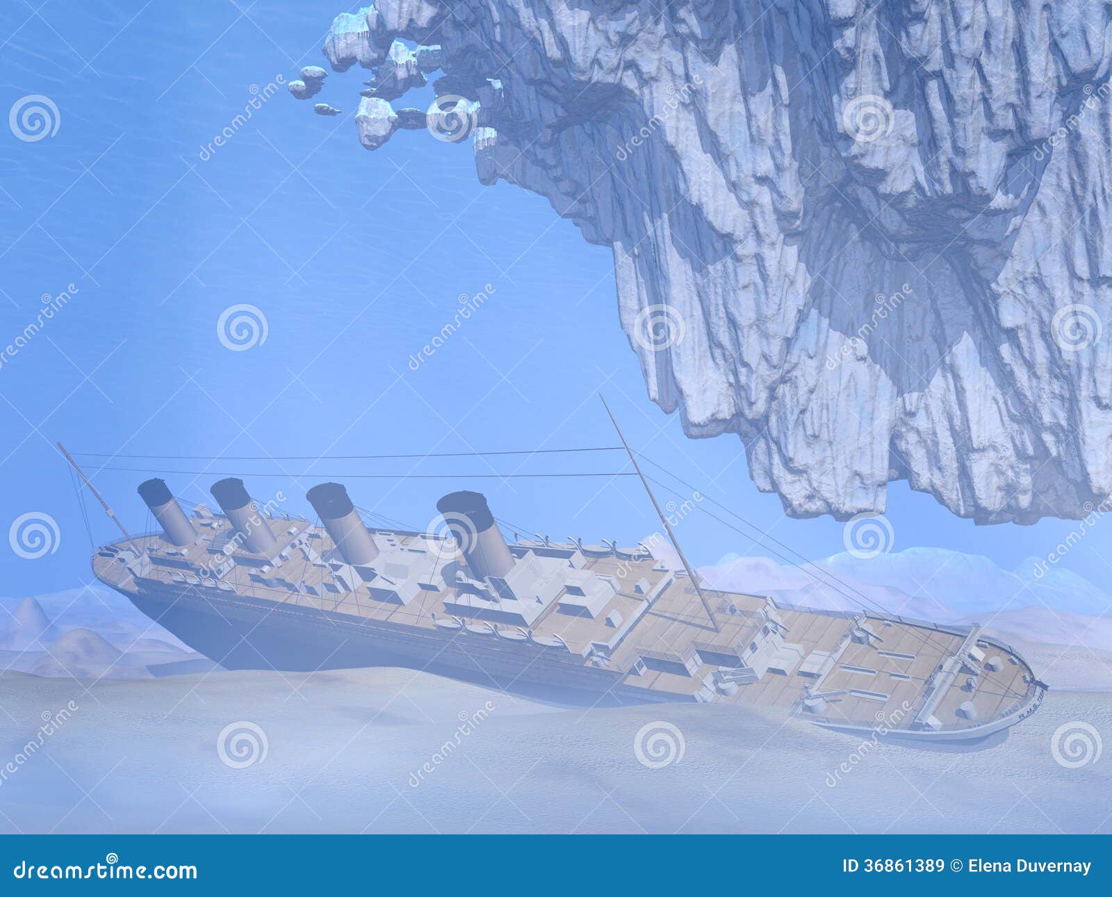 Titanic Ship Wreck 3d Render Stock Illustration