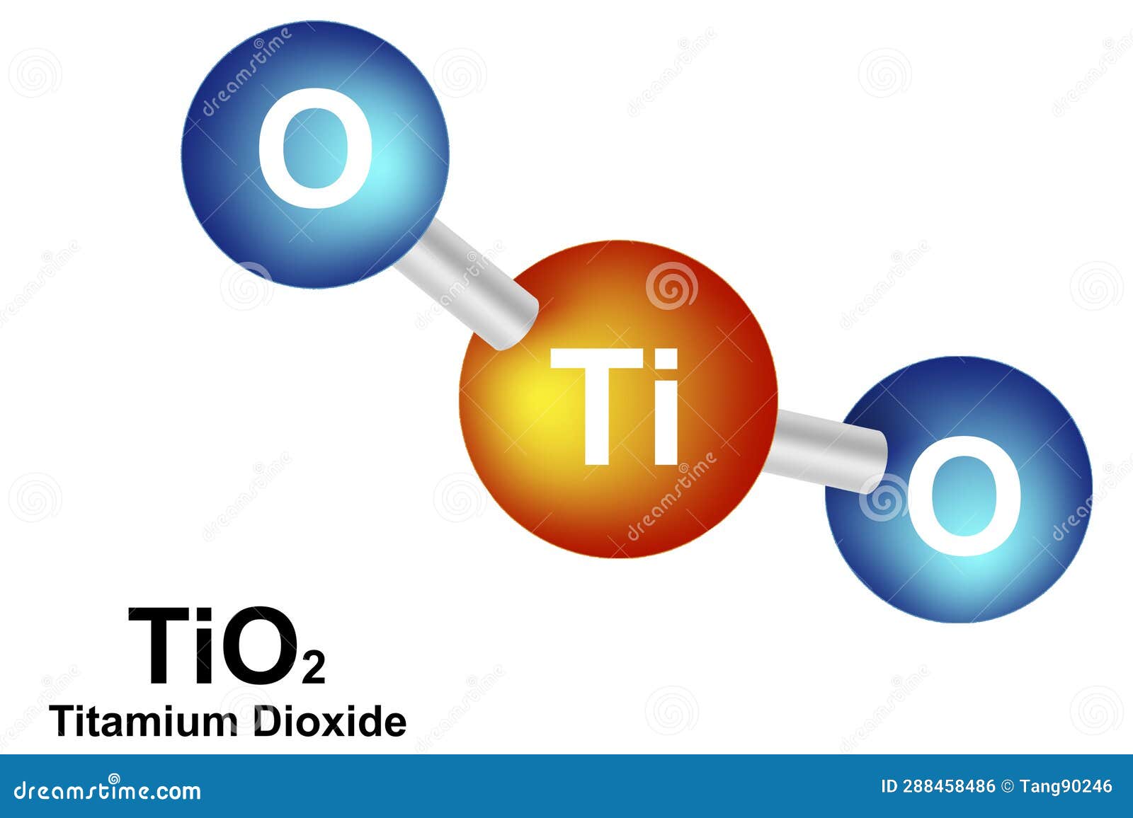 Tio2 titanium dioxide molecule Royalty Free Vector Image
