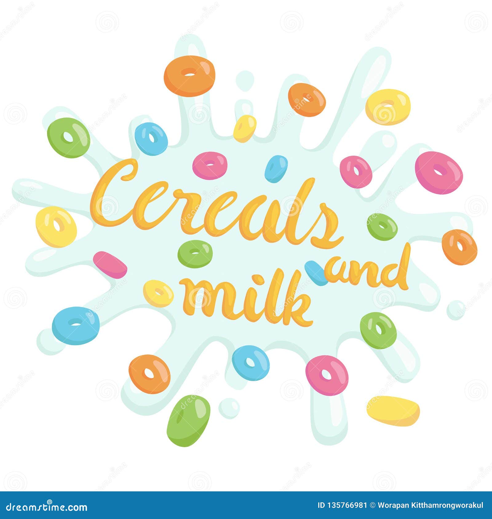 Title Of Cereal And Milk Cartoon Vector 135766981