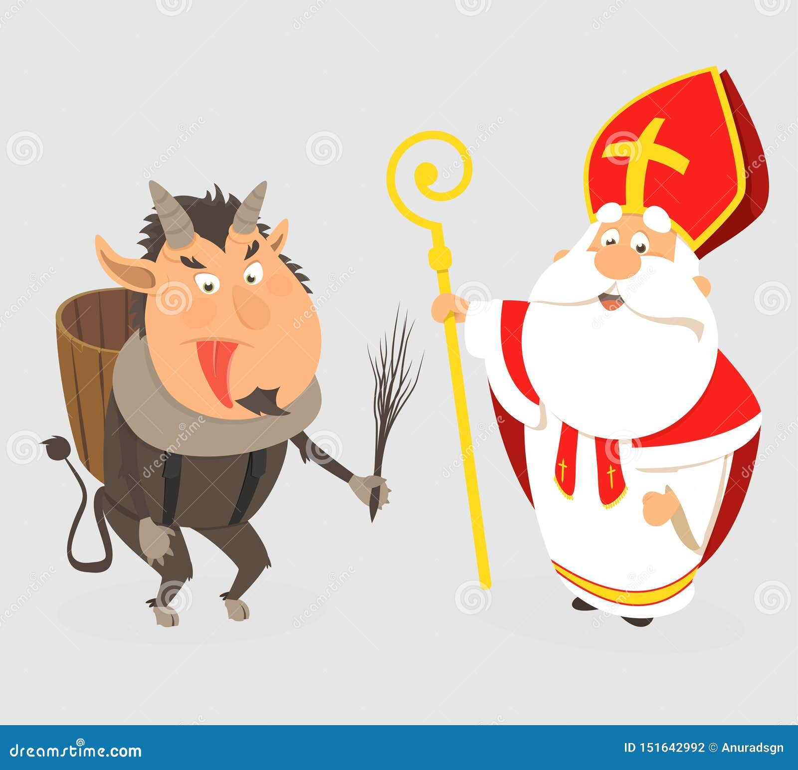 title: krampus and saint nicholas - cartoon style  -  