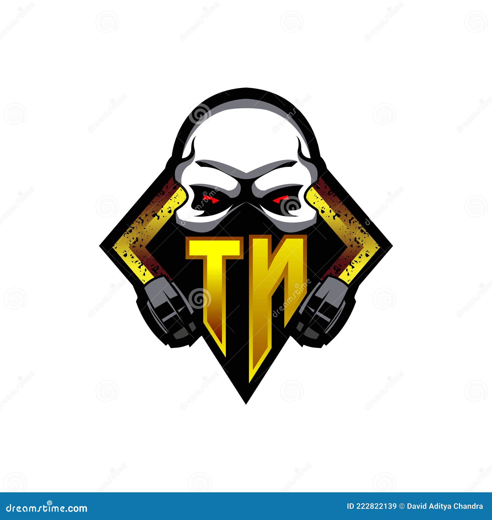 TN Logo Monogram with Skull Shape Designs Template Stock Vector -  Illustration of gaming, emblem: 222822139