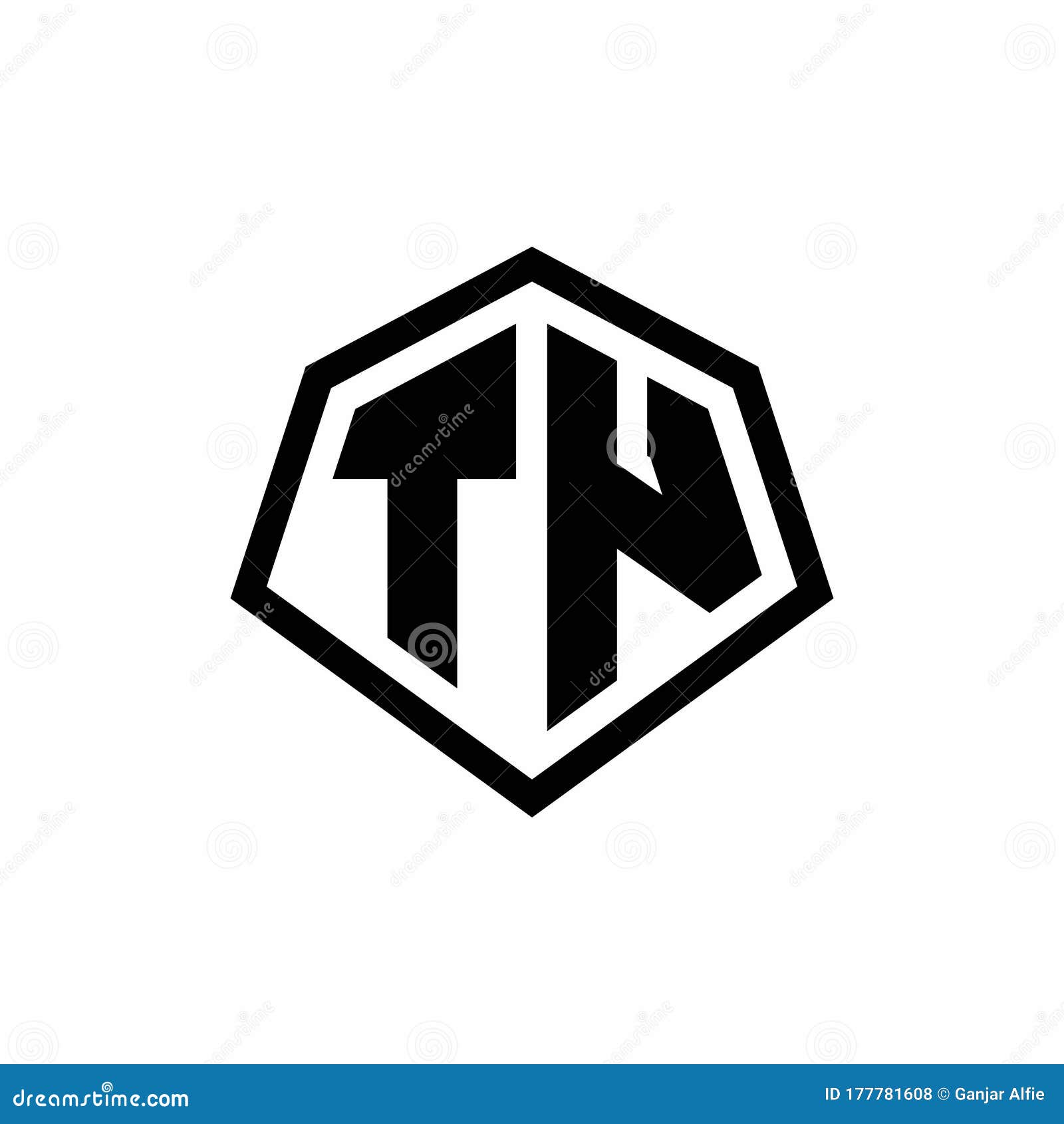 Tn logo monogram with emblem shape combination Vector Image