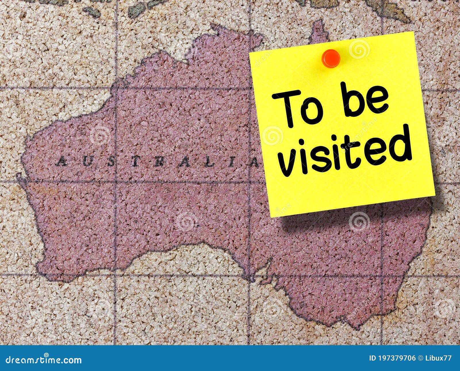 to be visited sticky note on cork map of australia