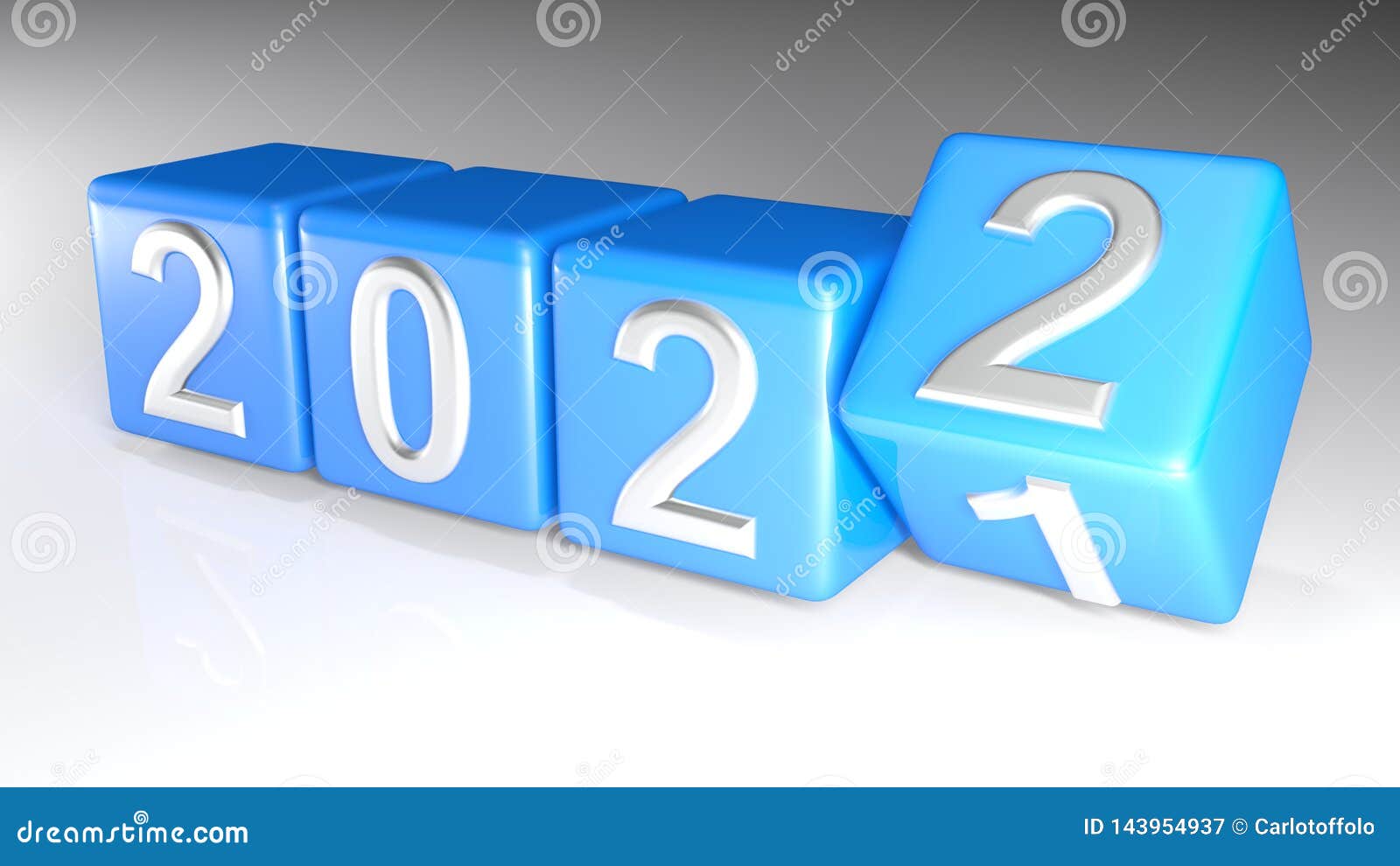 2021 To 2022 Changing Cubes - 3D Rendering Stock Illustration ...