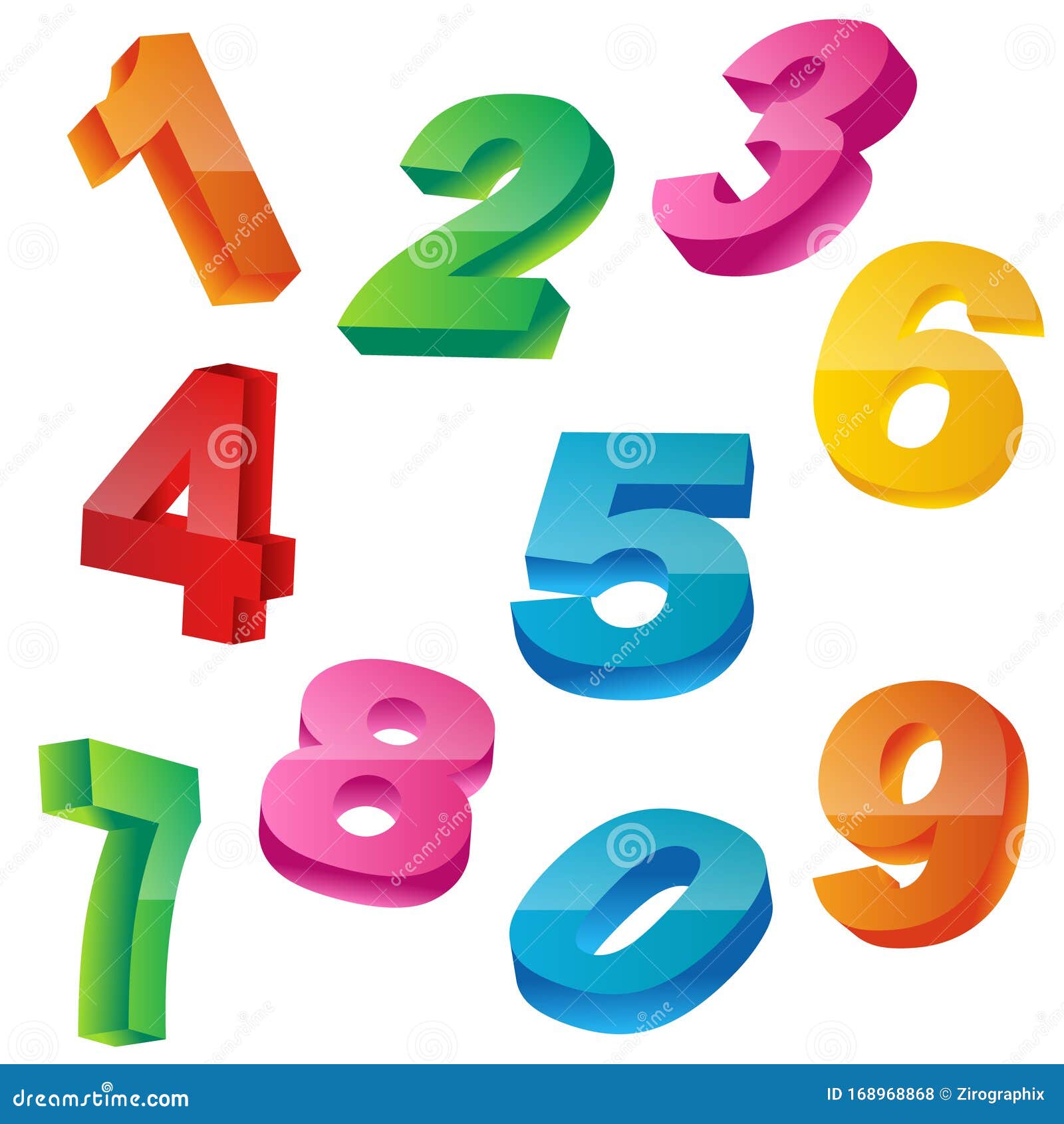 1 To 10 3D Numbers Icon Illustrations Stock Illustration - Illustration