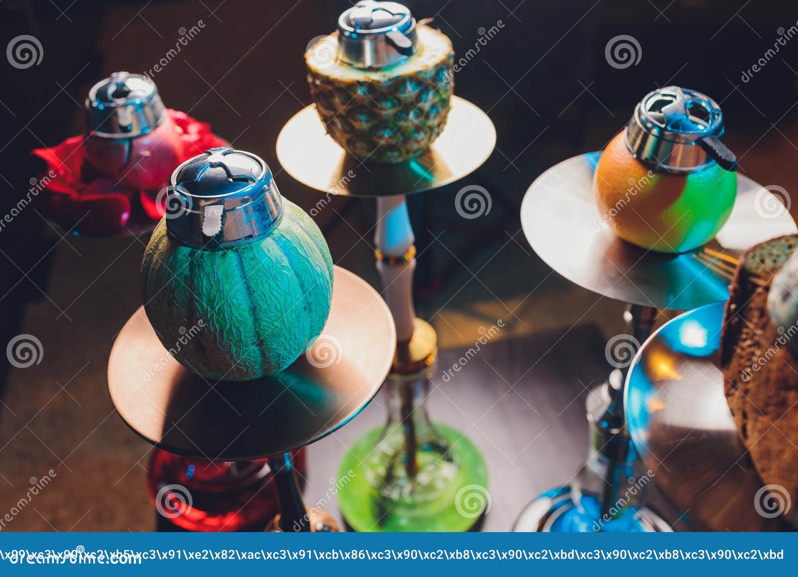 To Do Hookah Bowl with Citrus Fruits. Stock Photo Image of hose